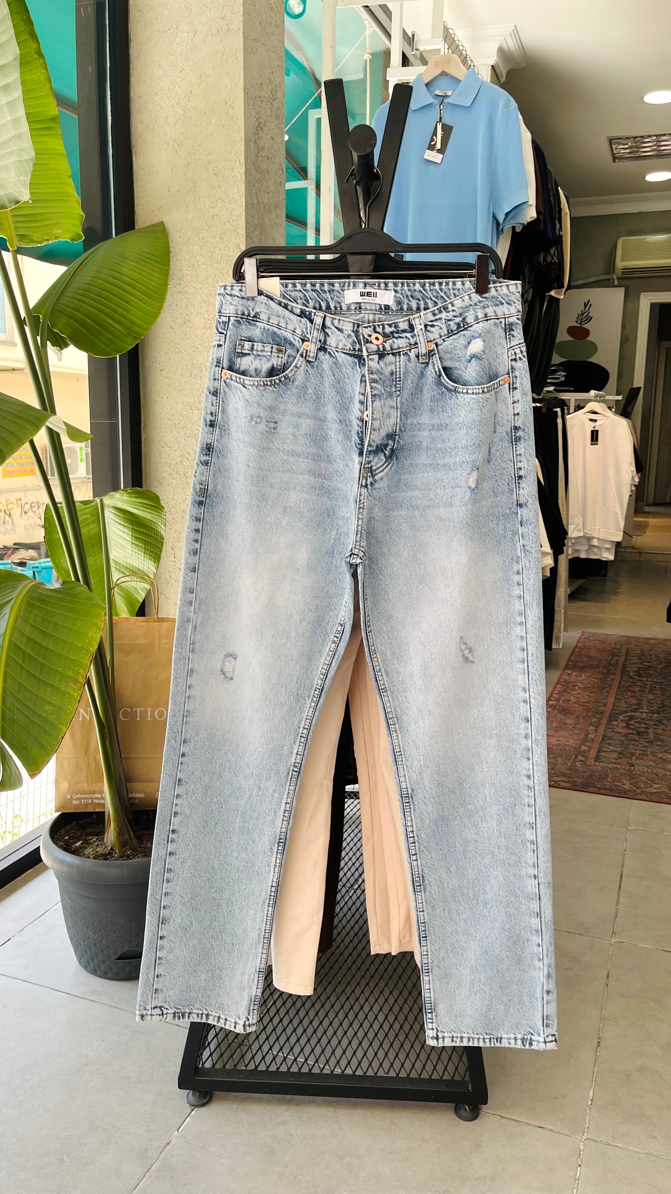 Baggy Açık Mavi Yırtıklı Jean 3298