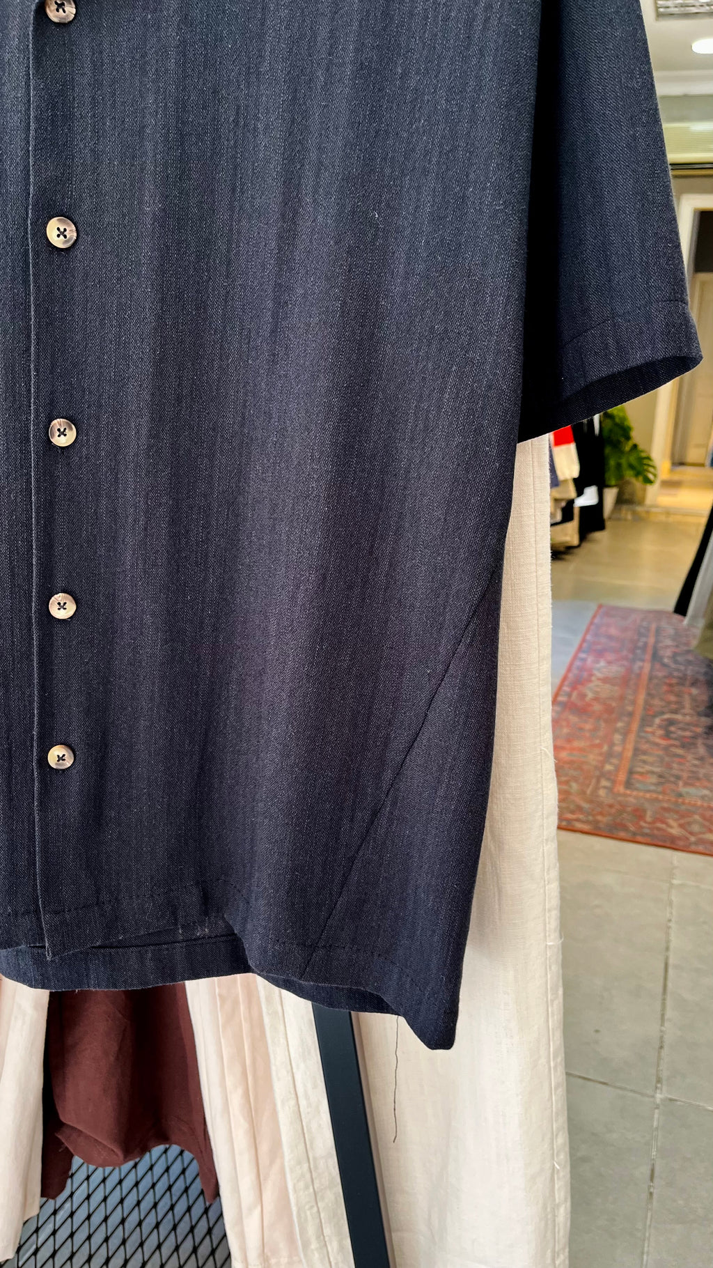 Oversize Apaş Yaka Kısa Kollu Gömlek - Siyah 5407