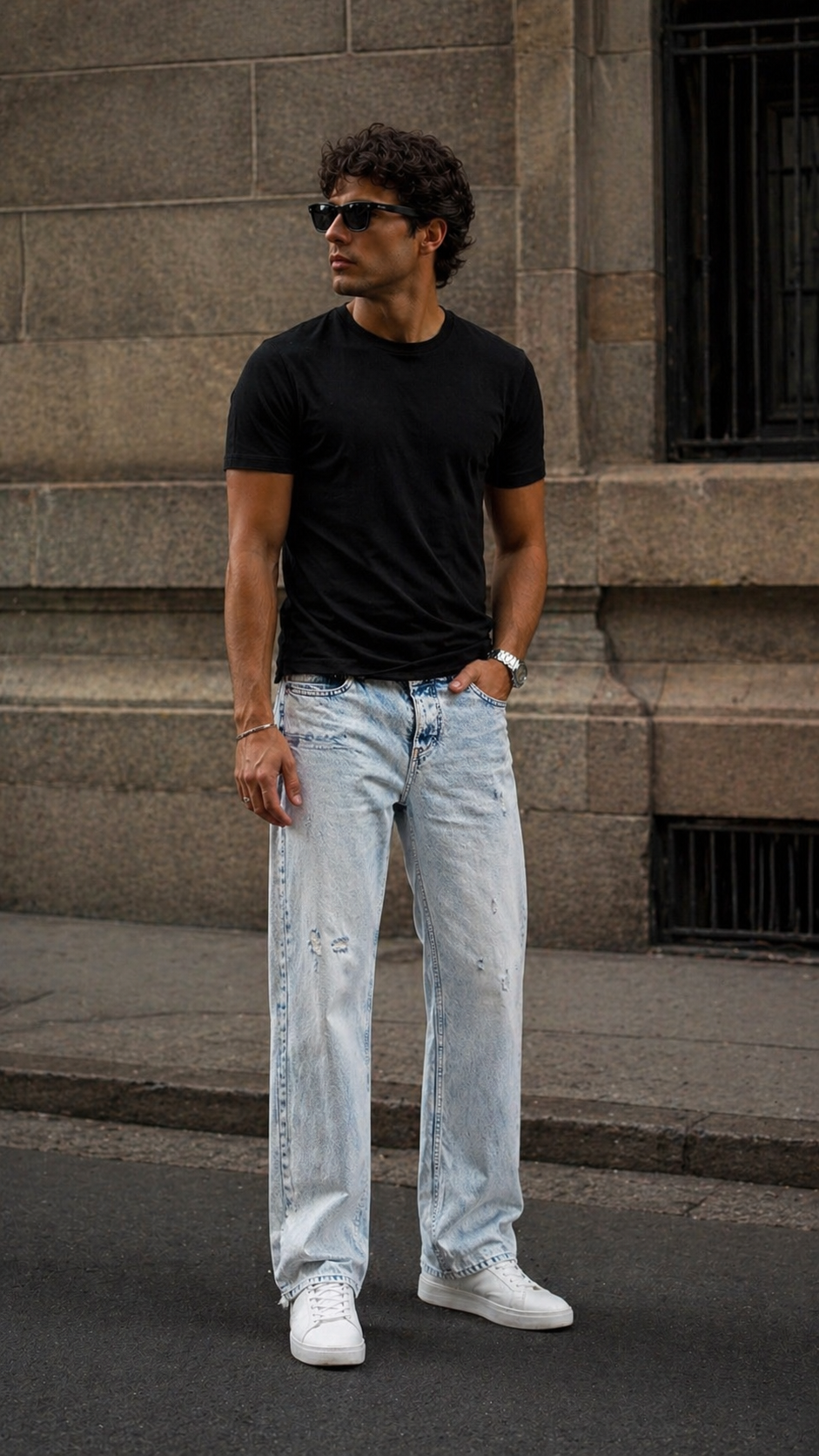 Baggy Açık Mavi Yırtıklı Jean 3340