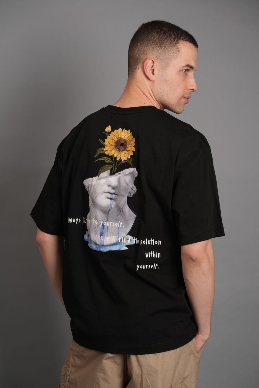 Oversize Siyah Yourself Sırt Nakışlı Tshirt – Siyah 9321