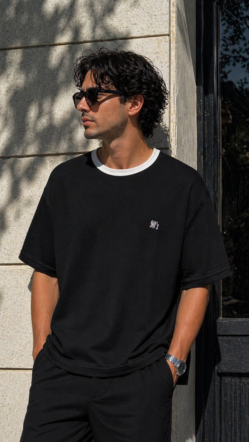 Oversize Siyah 90's Tshirt 9395