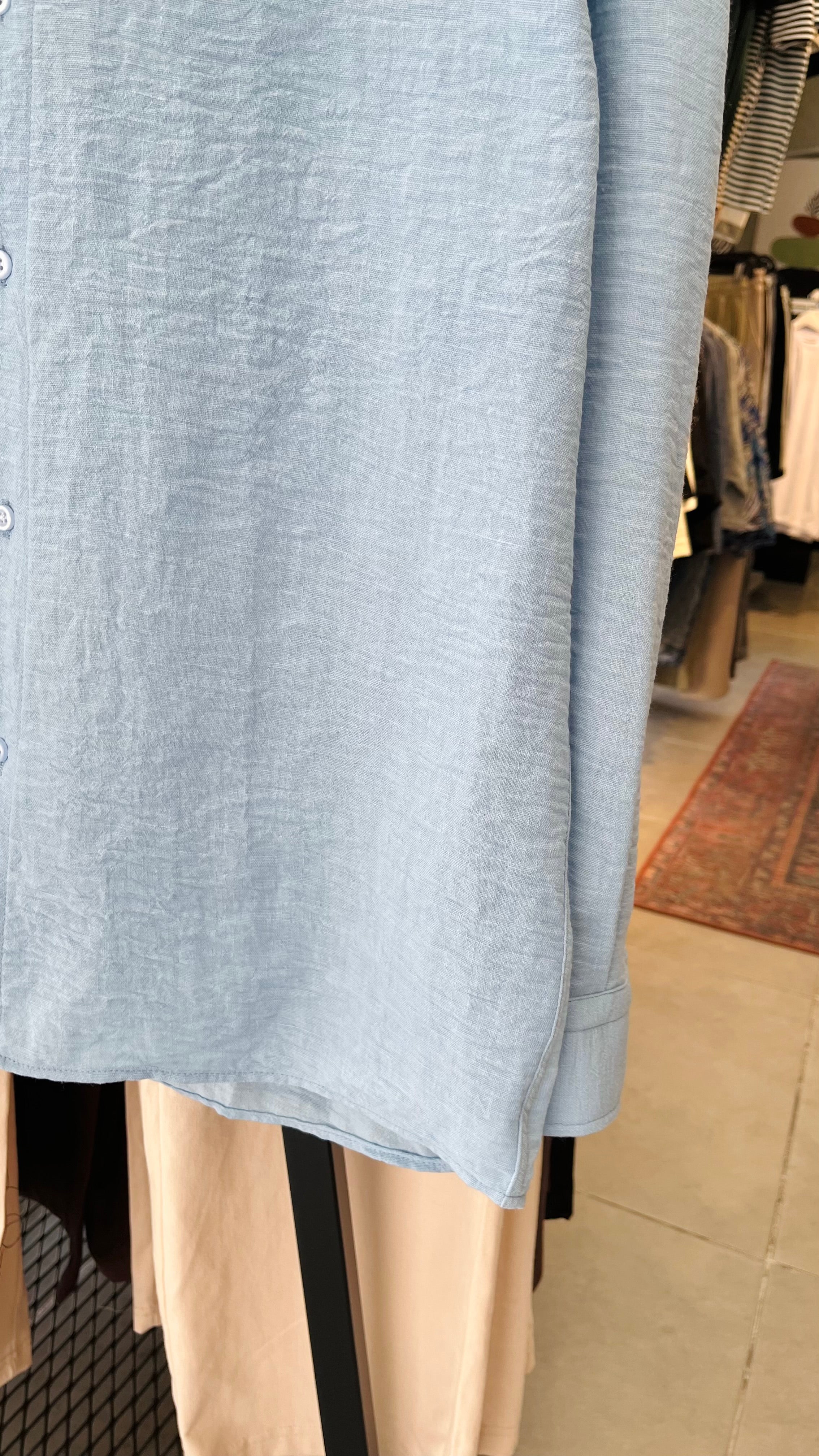 Oversize Bebe Mavisi Uzun Kollu Gömlek - Bebe Mavisi 5397