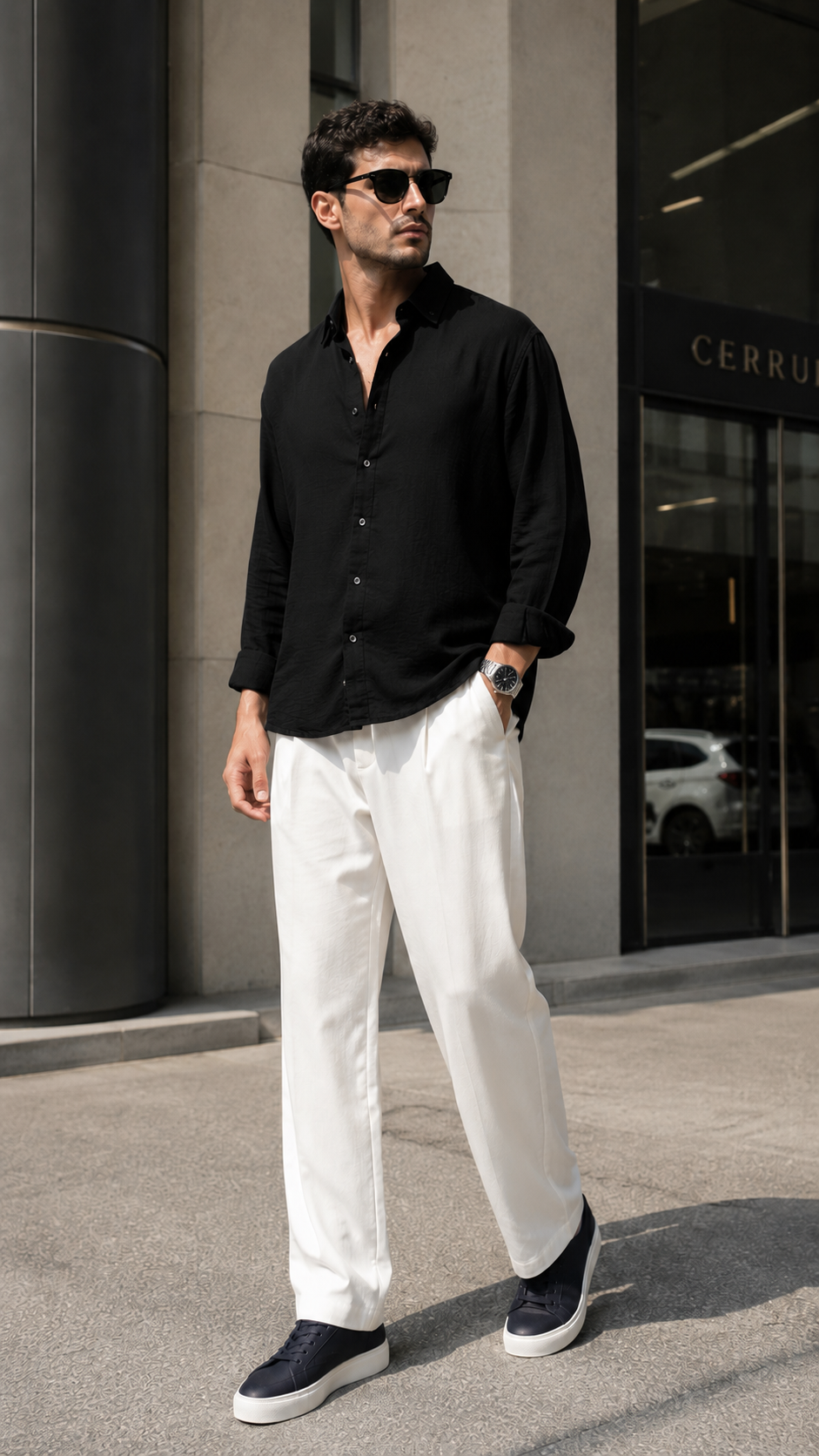 Oversize Siyah Uzun Kollu Gömlek 5476