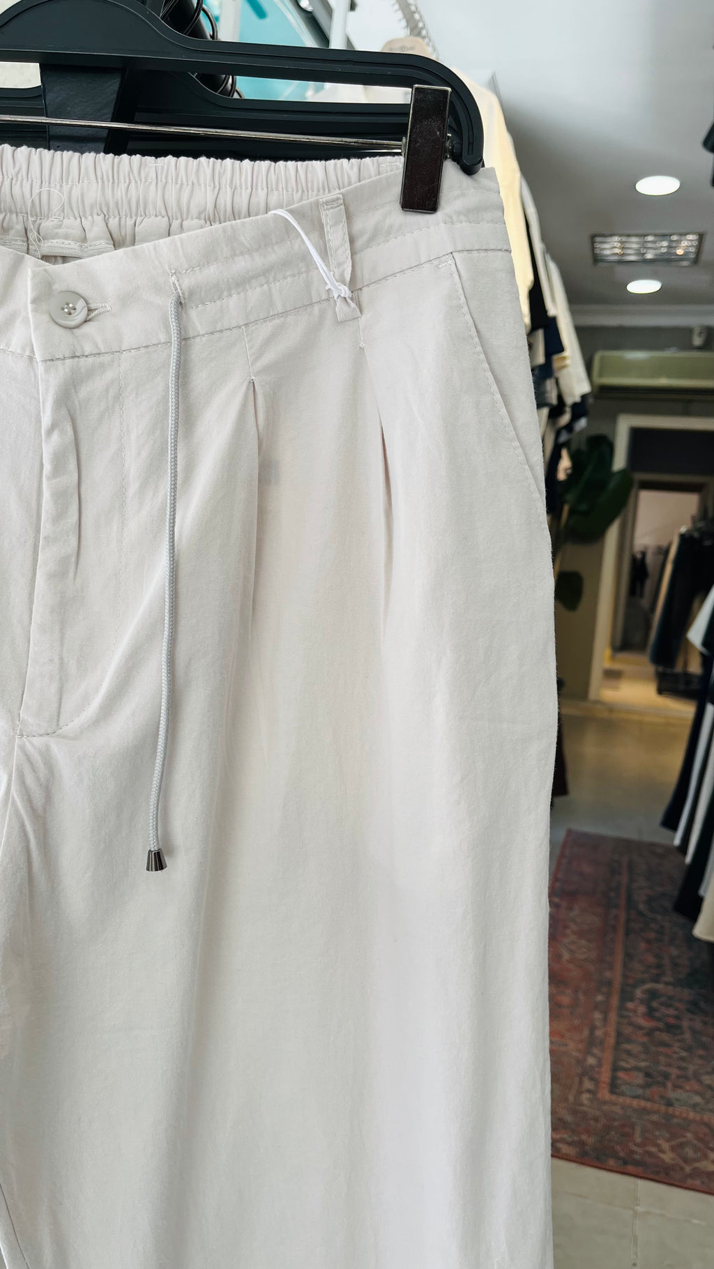 Baggy Taş Rengi Düğmeli ve İpli Likralı Pantolon - Taş Rengi 6139