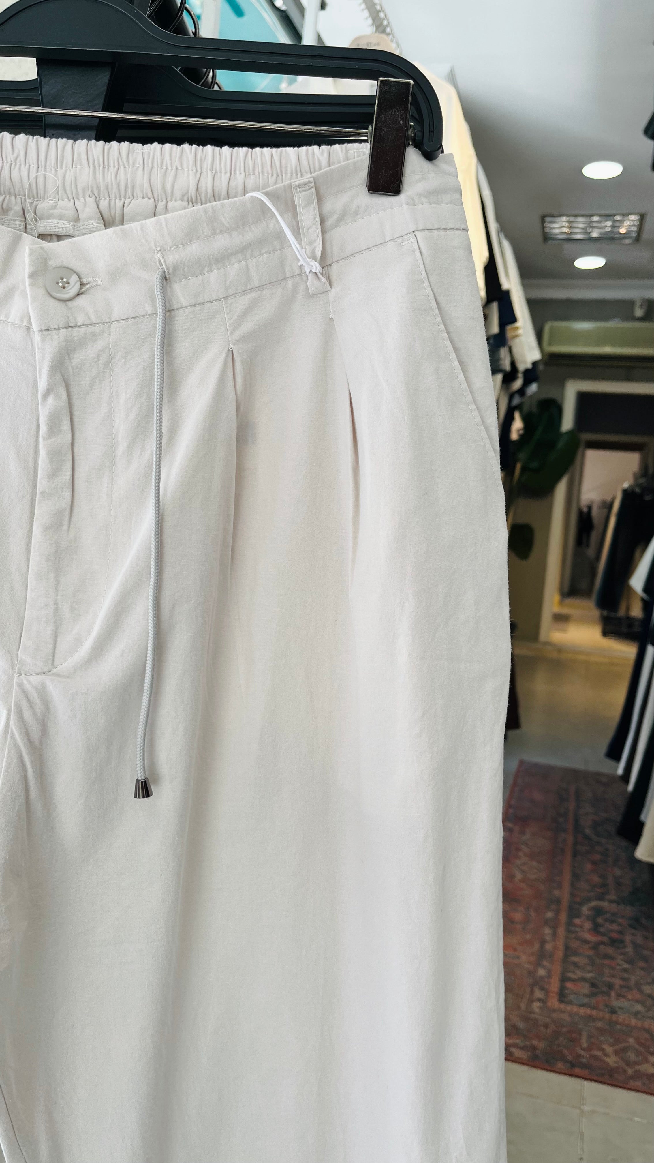 Baggy Taş Rengi Düğmeli ve İpli Likralı Pantolon - Taş Rengi 6139