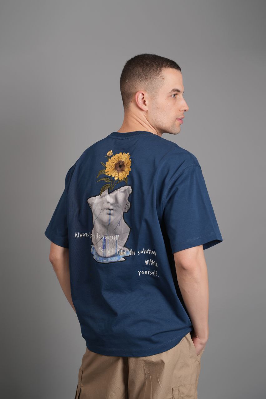 Oversize Lacivert Yourself Sırt Nakışlı Tshirt – Lacivert 9319