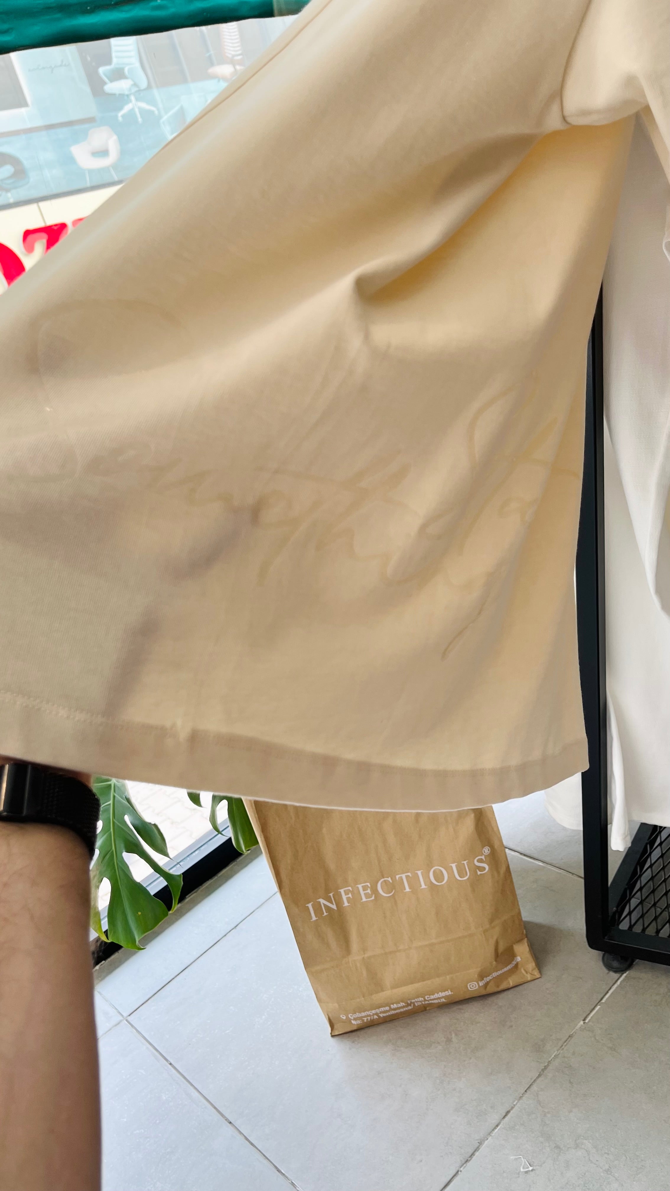 Oversize Bej Start Yan Tarafı Baskılı Tshirt – Bej 9328