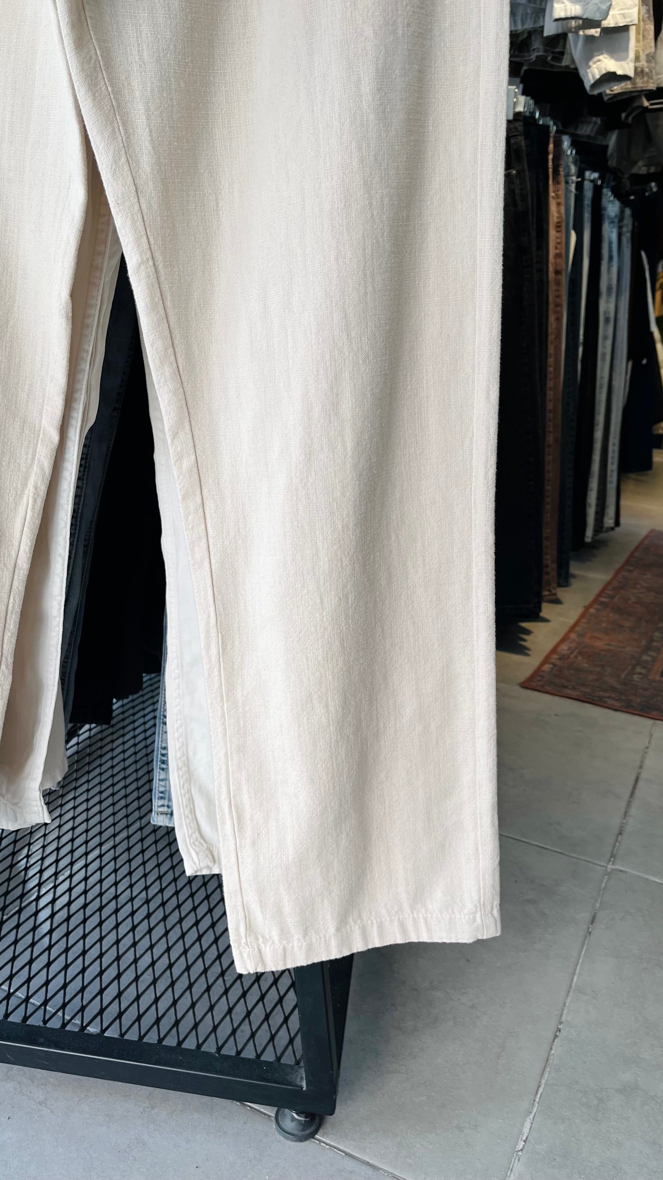 Erkek Baggy Keten Pantolon – Bej 6133