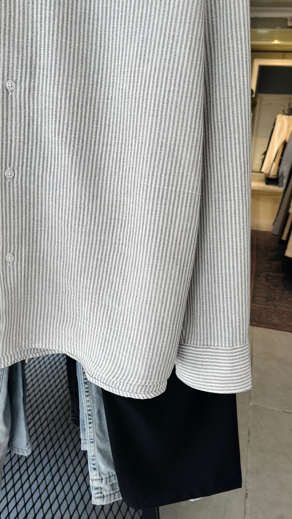 Oversize Siyah Beyaz Çizgili Uzun Kollu Gömlek 5451