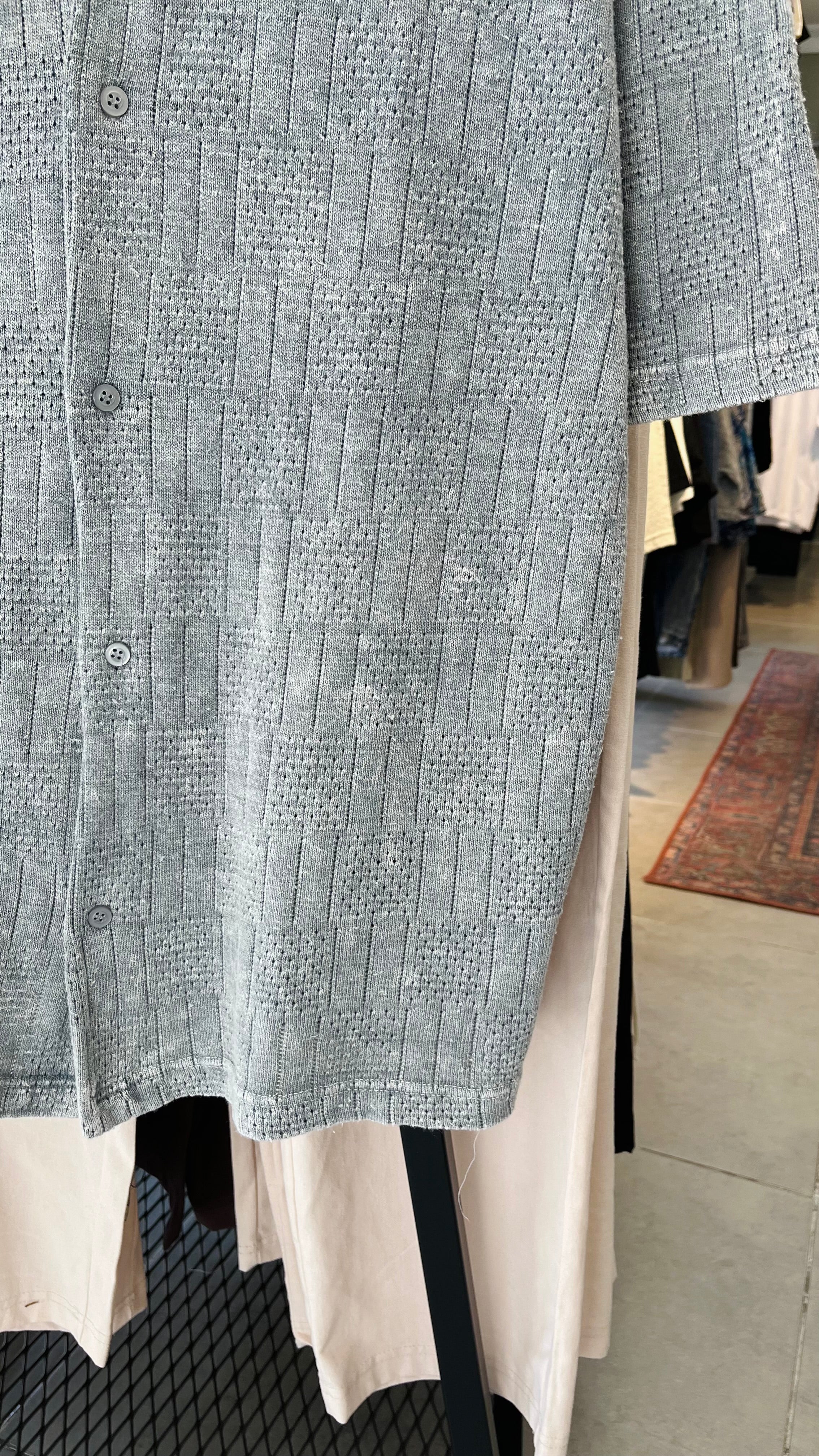 Oversize Gri Apaş Yaka Yıkamalı Kumaş Gömlek - Gri 5400