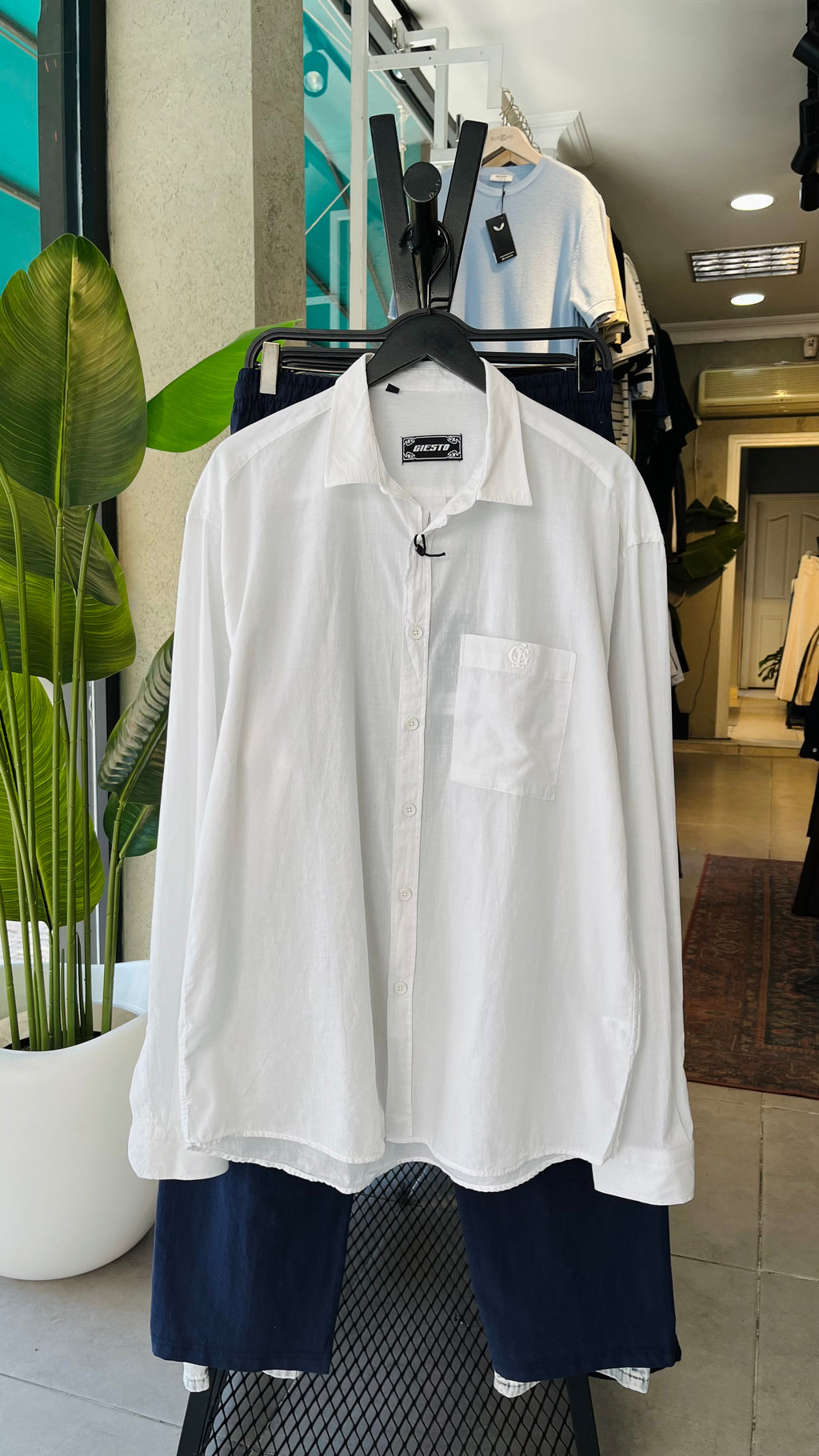 Oversize Beyaz Uzun Kollu Gömlek 5464