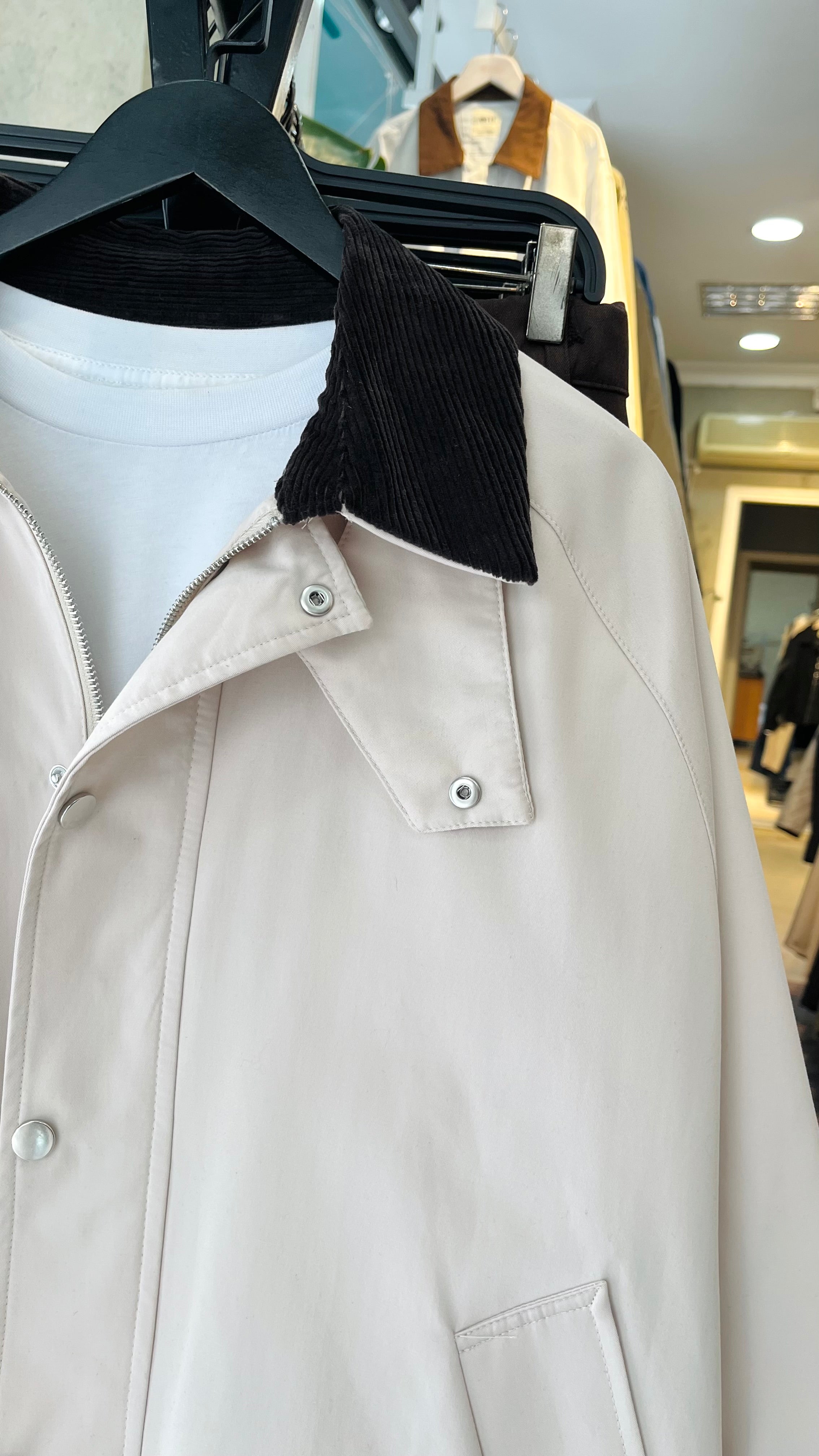 Yakası Kahverengi Kadife Premium Taş Rengi Mont 2051