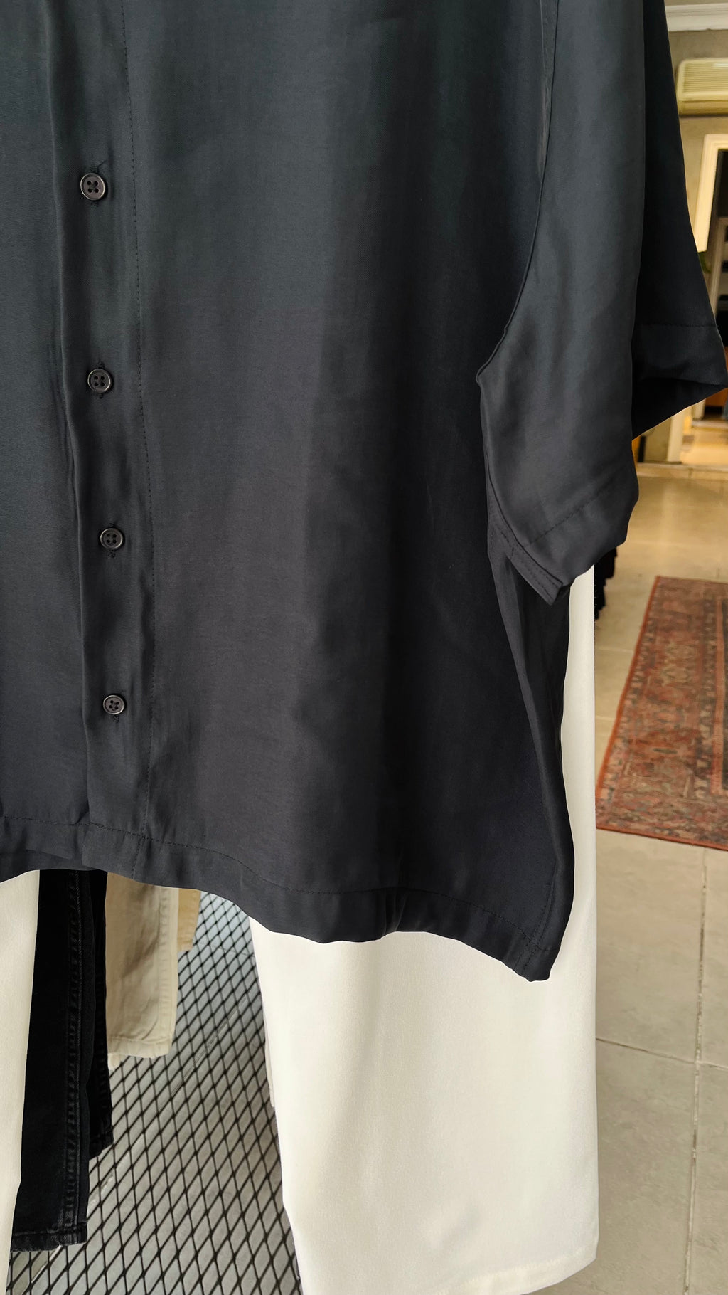 Oversize Siyah Modal Kumaş Gömlek 5499