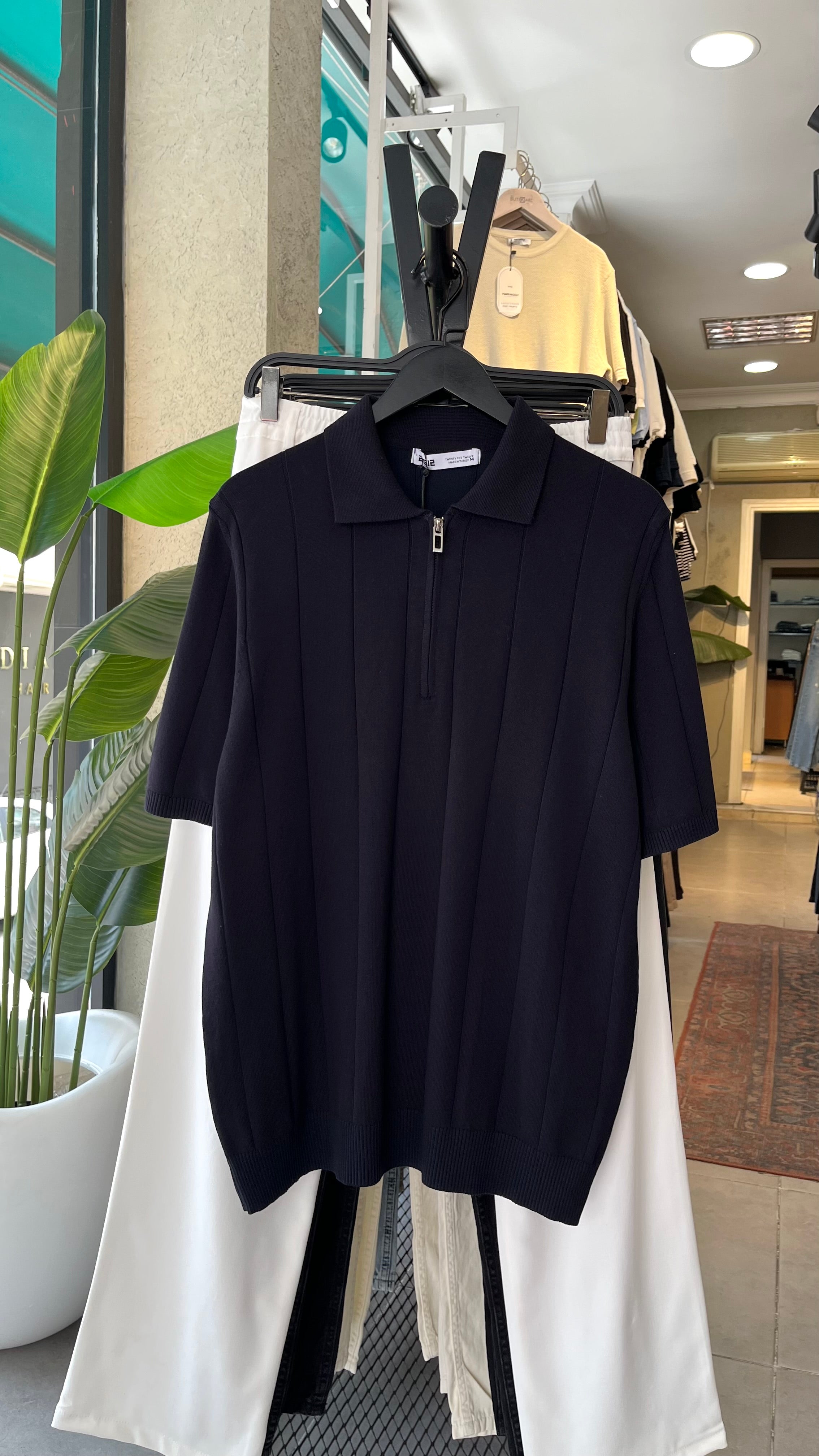 Lacivert Polo Yaka Fermuarlı Triko Tshirt 9438