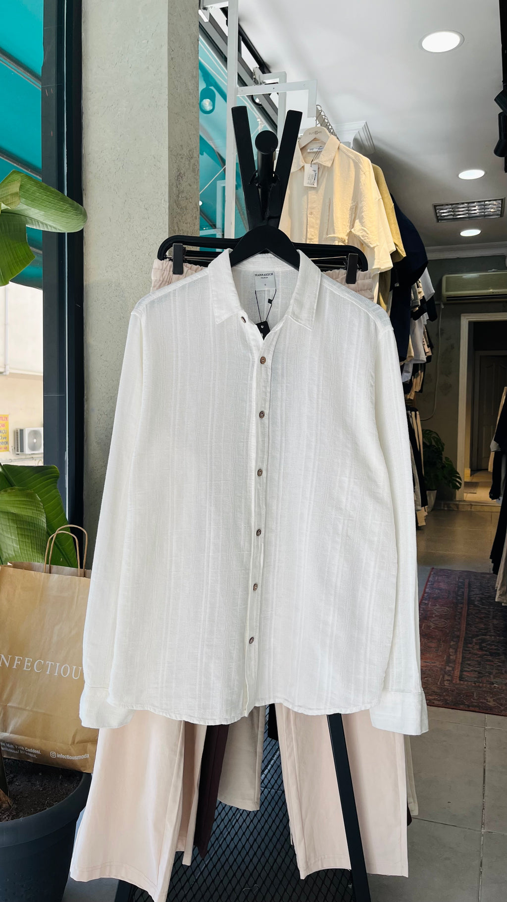 Oversize Beyaz Uzun Kollu Gömlek - Beyaz 5413