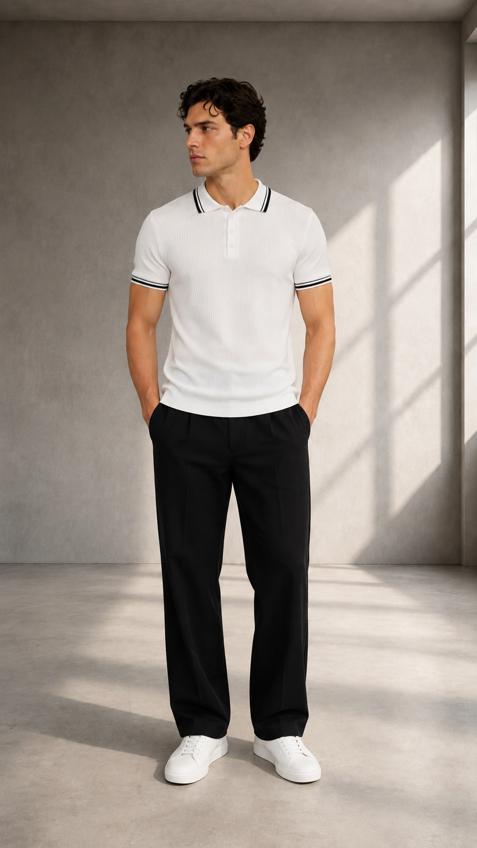 Beyaz Yakalı Triko Tshirt 9456