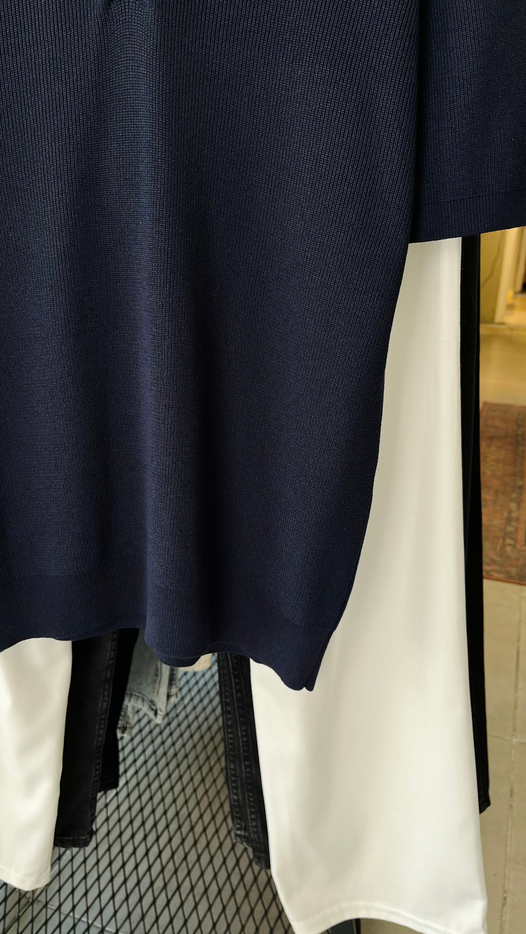 Oversize Yarım Fermuarlı Triko Lacivert Tshirt 9430