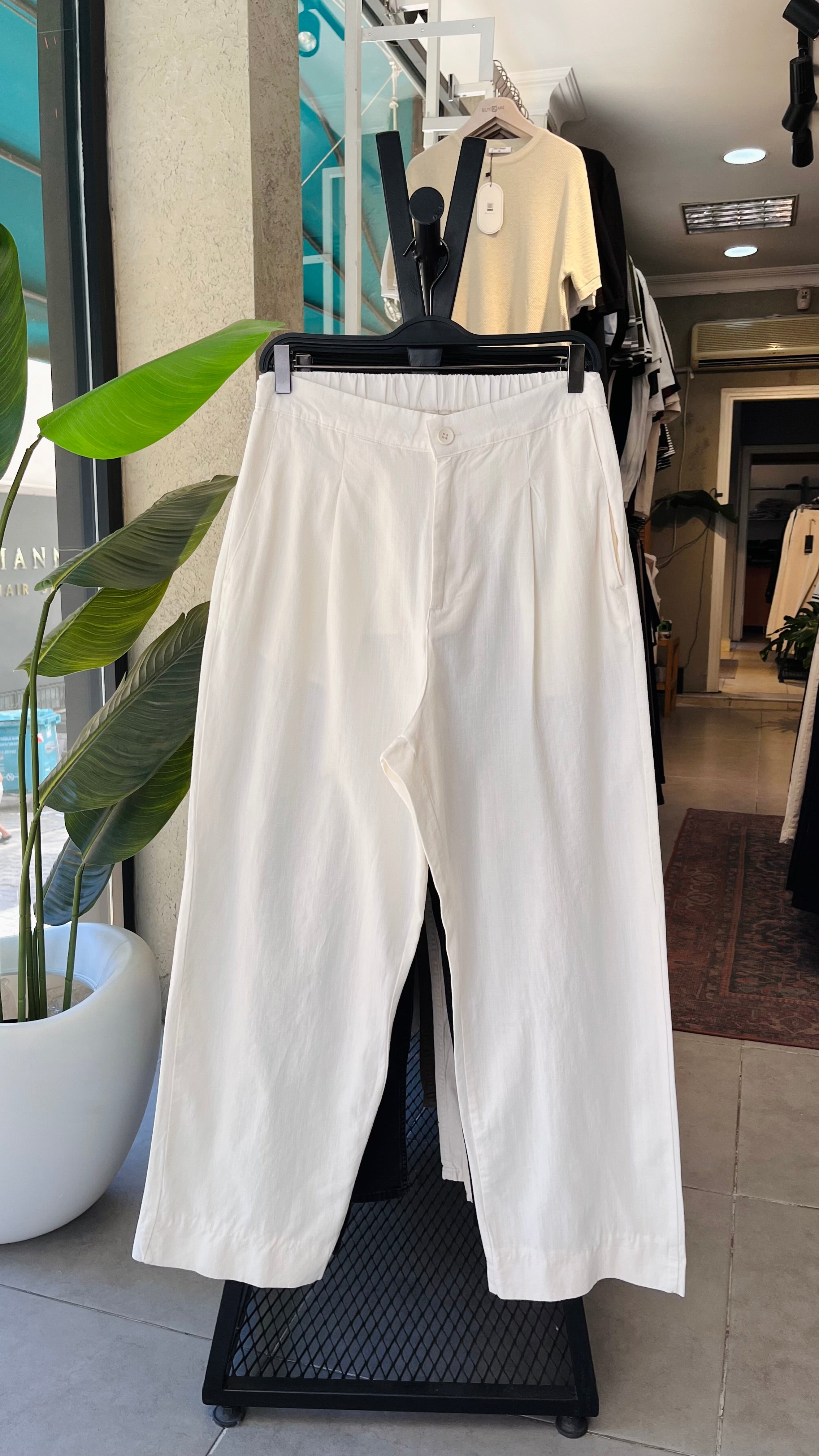 Baggy Ekstra Bol Beyaz Pantolon 6232