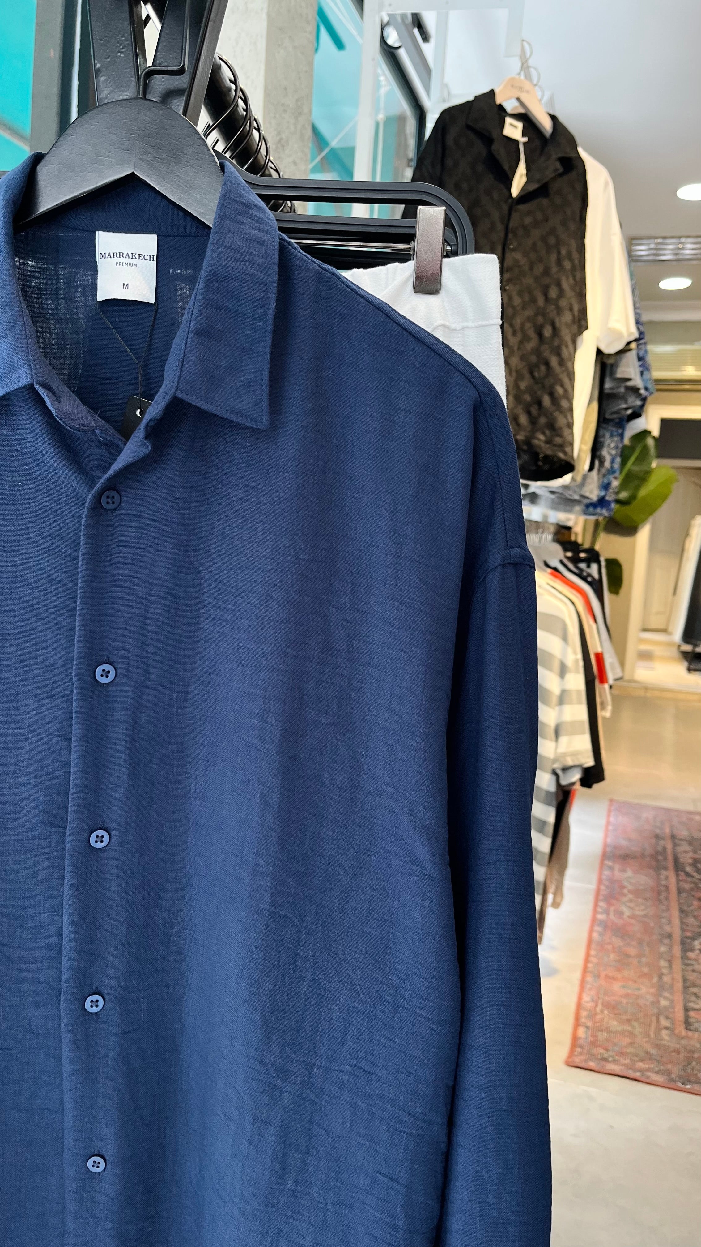 Oversize Lacivert Uzun Kollu Gömlek - Lacivert 5425