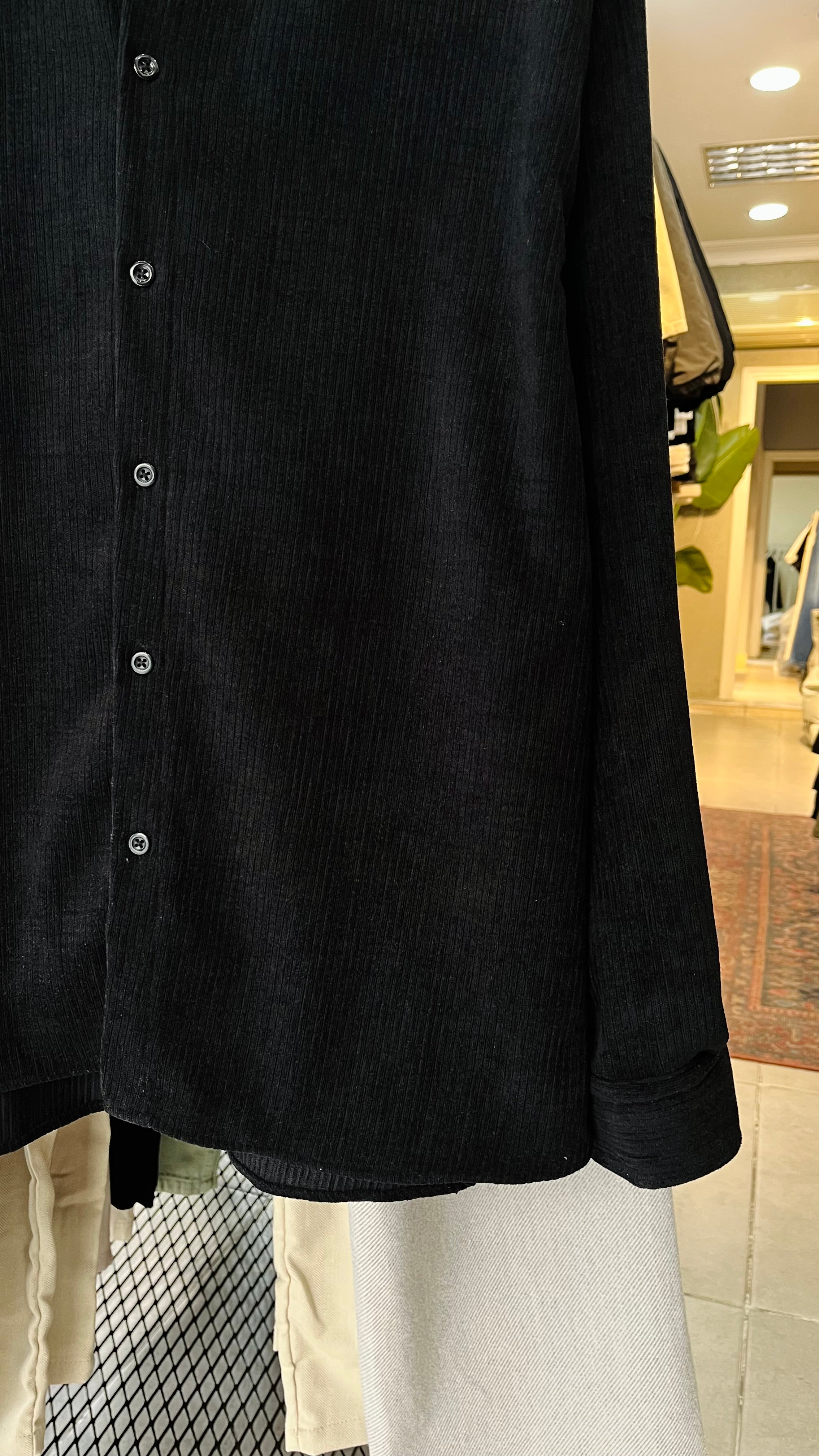 Oversize Siyah Kadife Gömlek 5430