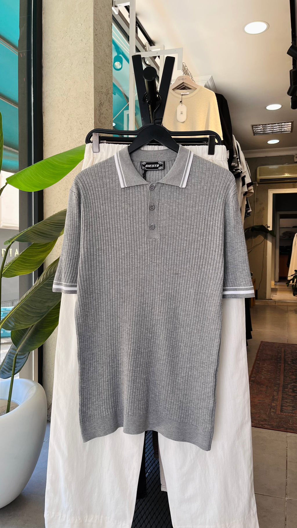 Gri Yakalı Triko Tshirt 9454