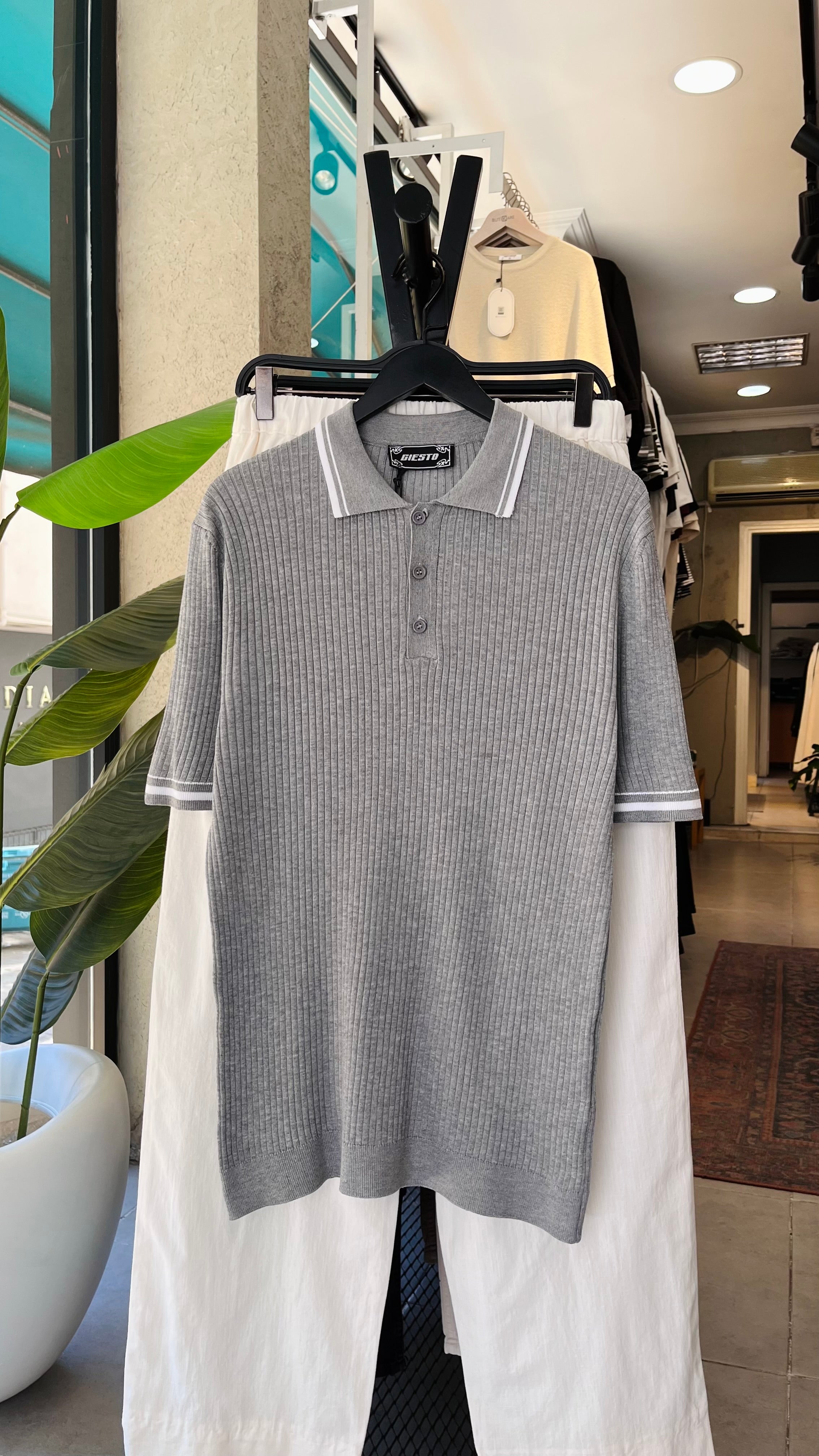 Gri Yakalı Triko Tshirt 9454