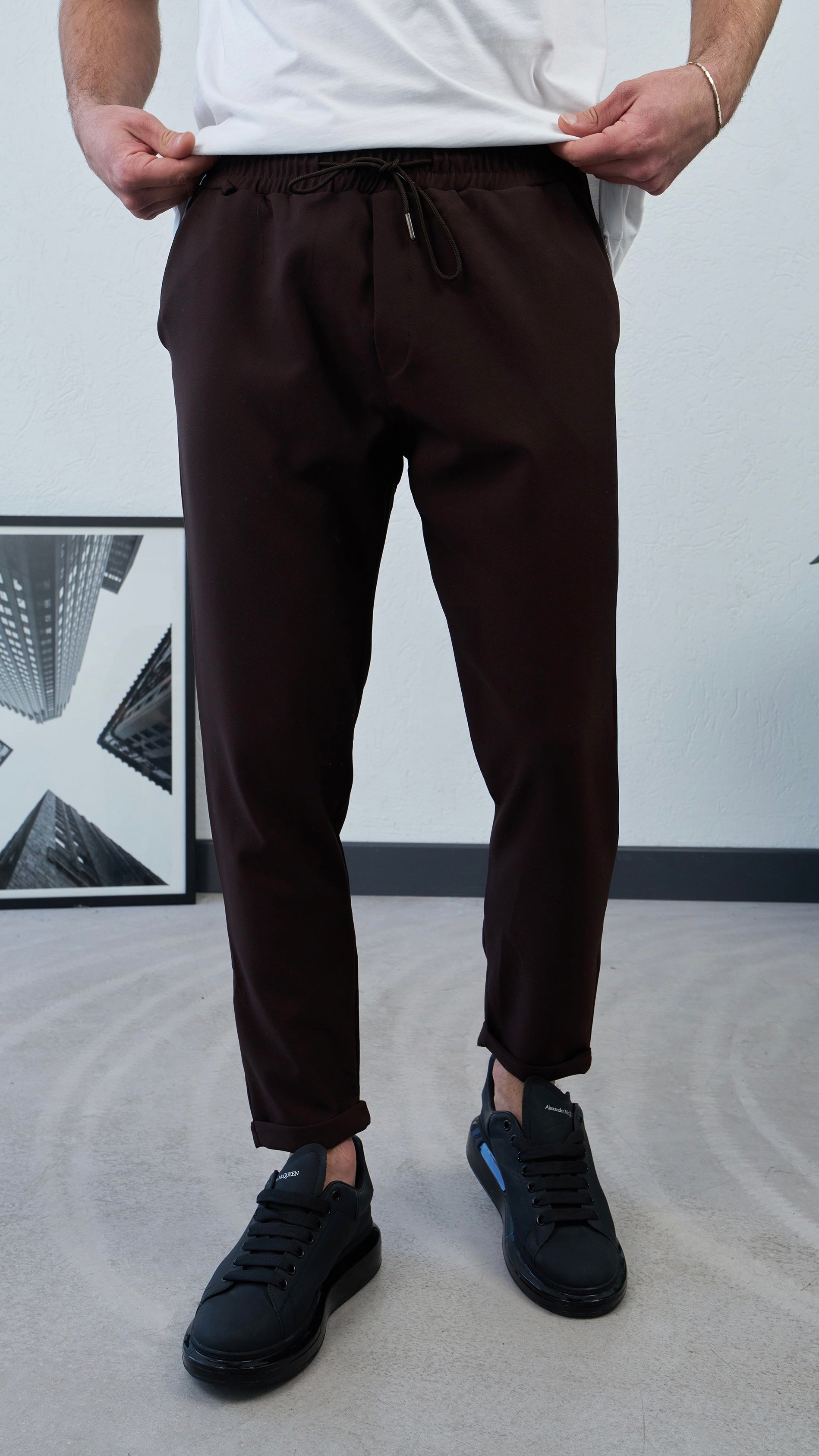 Double Paça Kahverengi Jogger Pantolon 6213