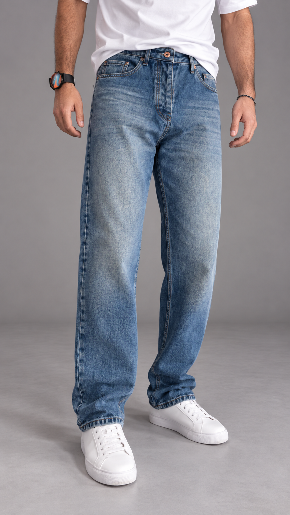 Baggy Mavi Eskitme Jean 3346