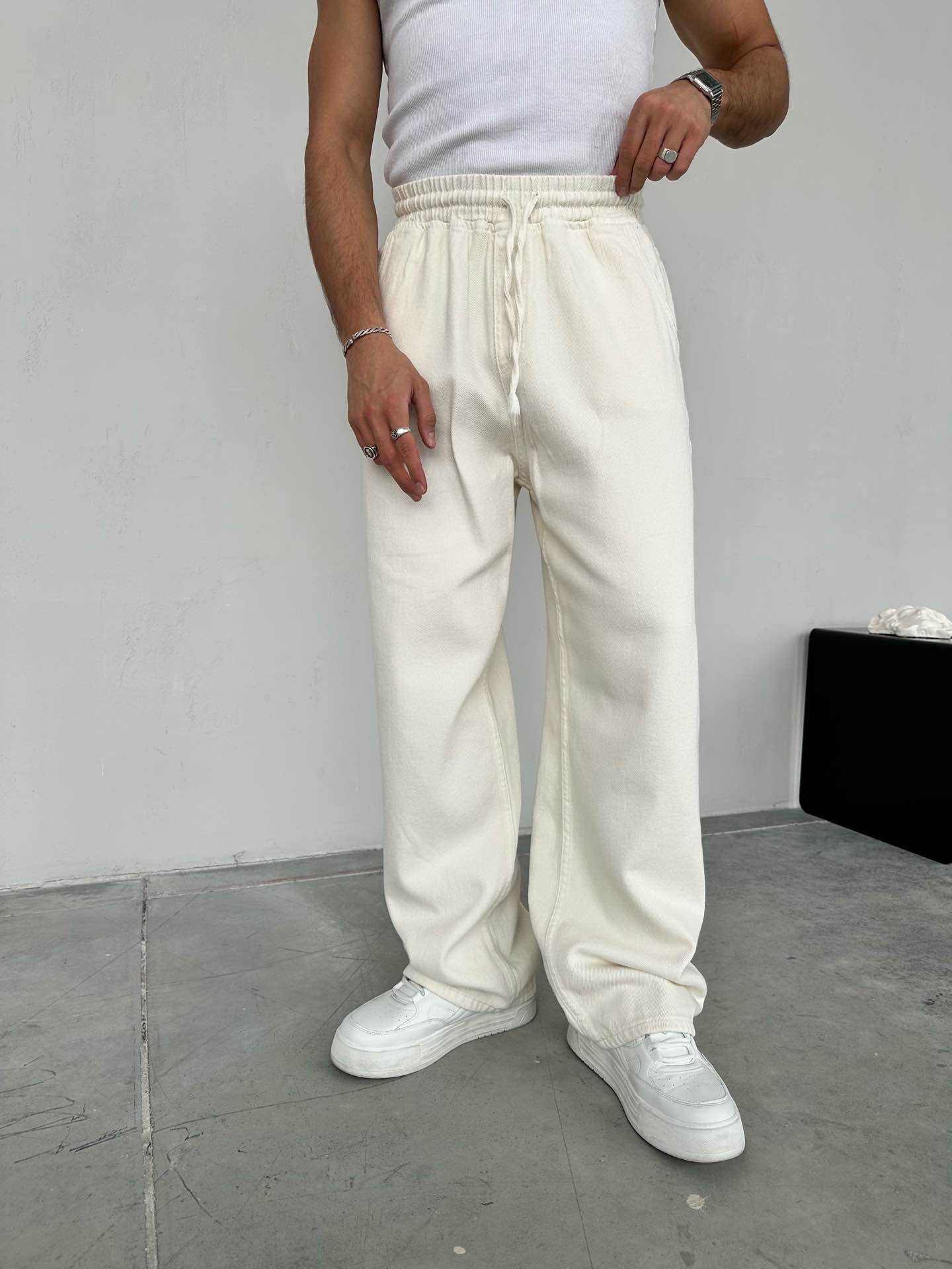 Baggy Ekstra Bol Bej Gabardin Pantolon - Bej 6146