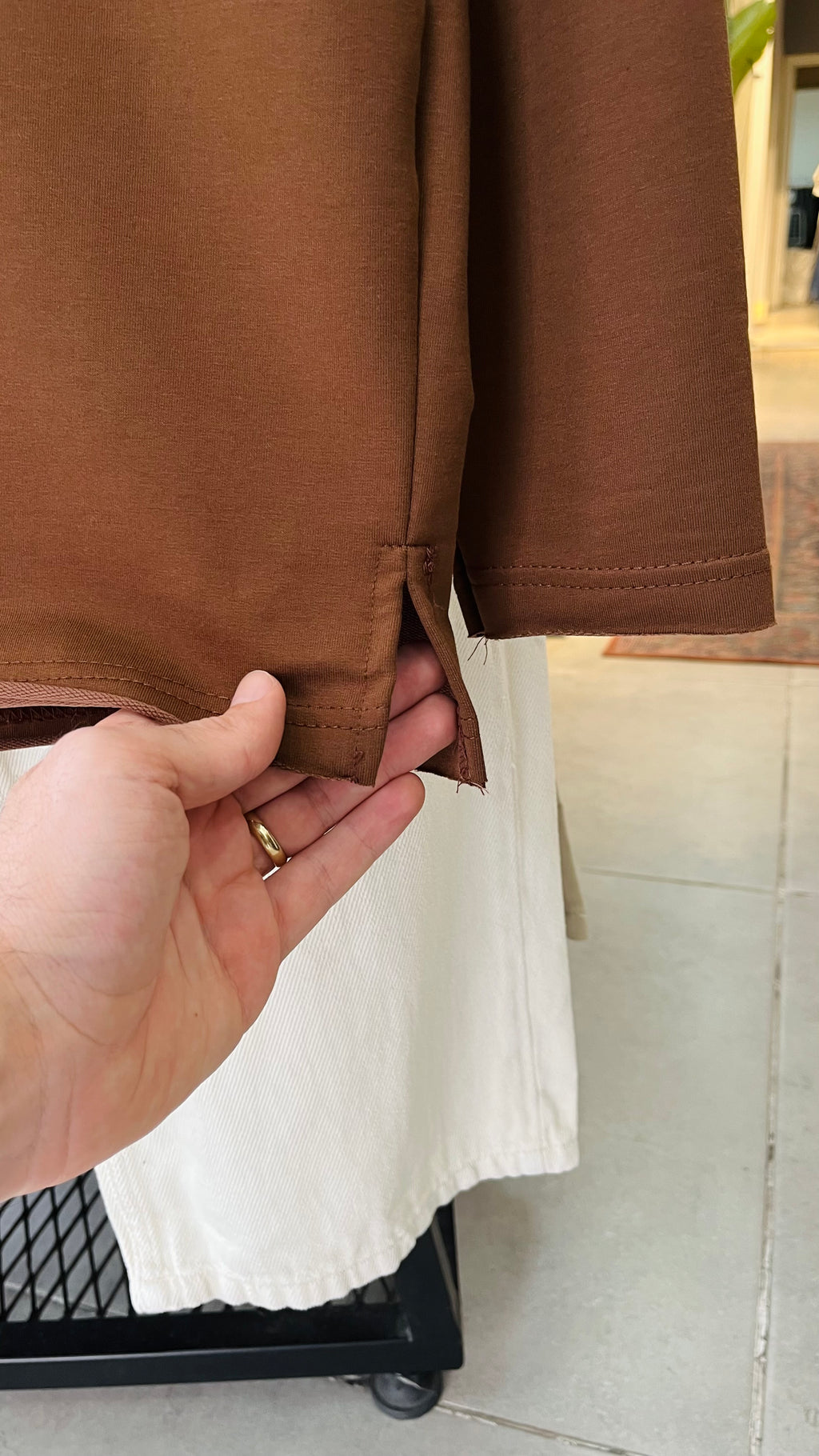 Oversize Kahverengi İnce Sweatshirt 5012