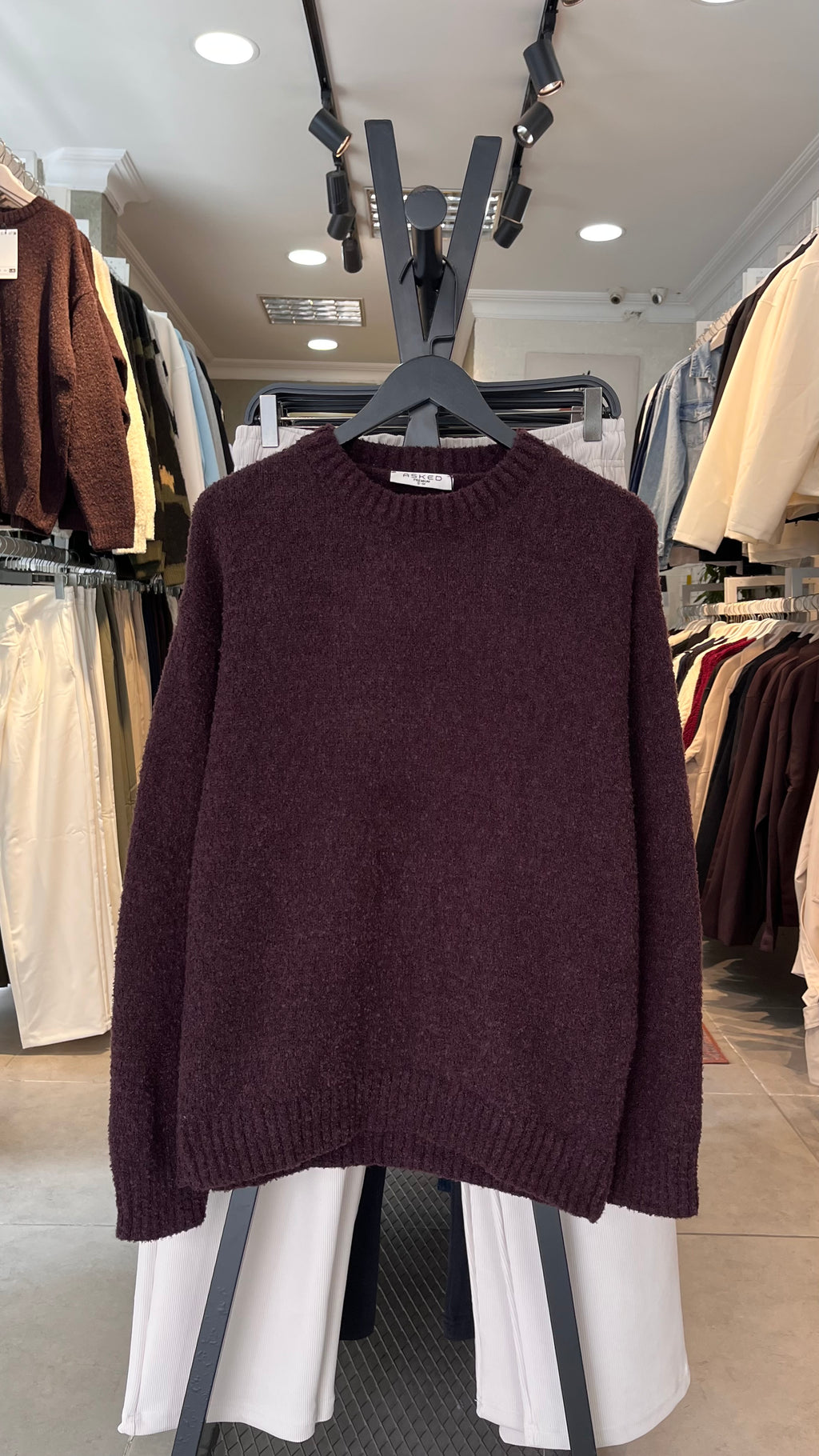Oversize Buklet Kahverengi Triko Kazak 5121