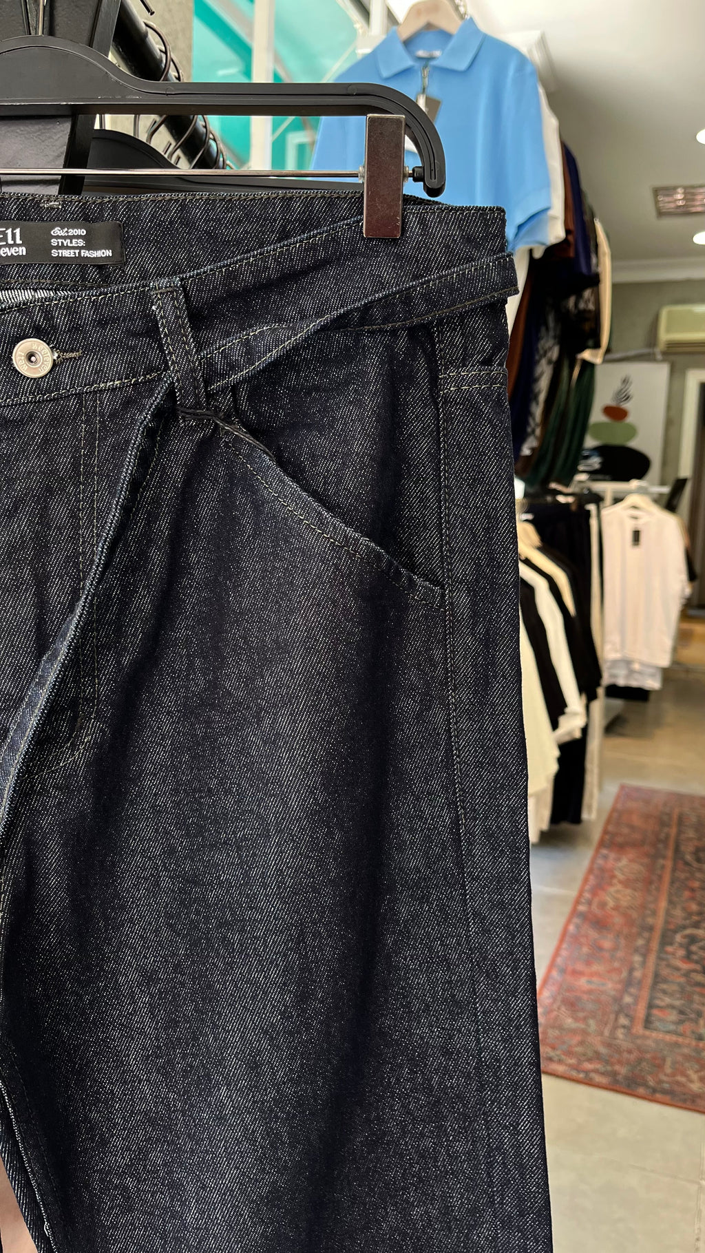 Baggy Antresit Beli İp Detaylı Jean 3300