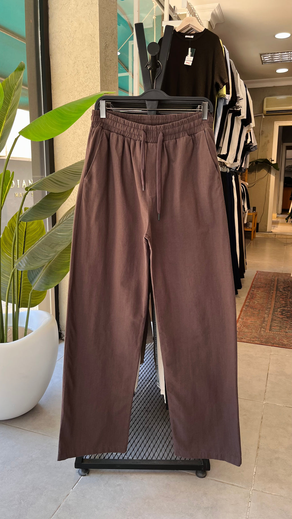 Baggy Kahverengi Keten Pantolon 6234