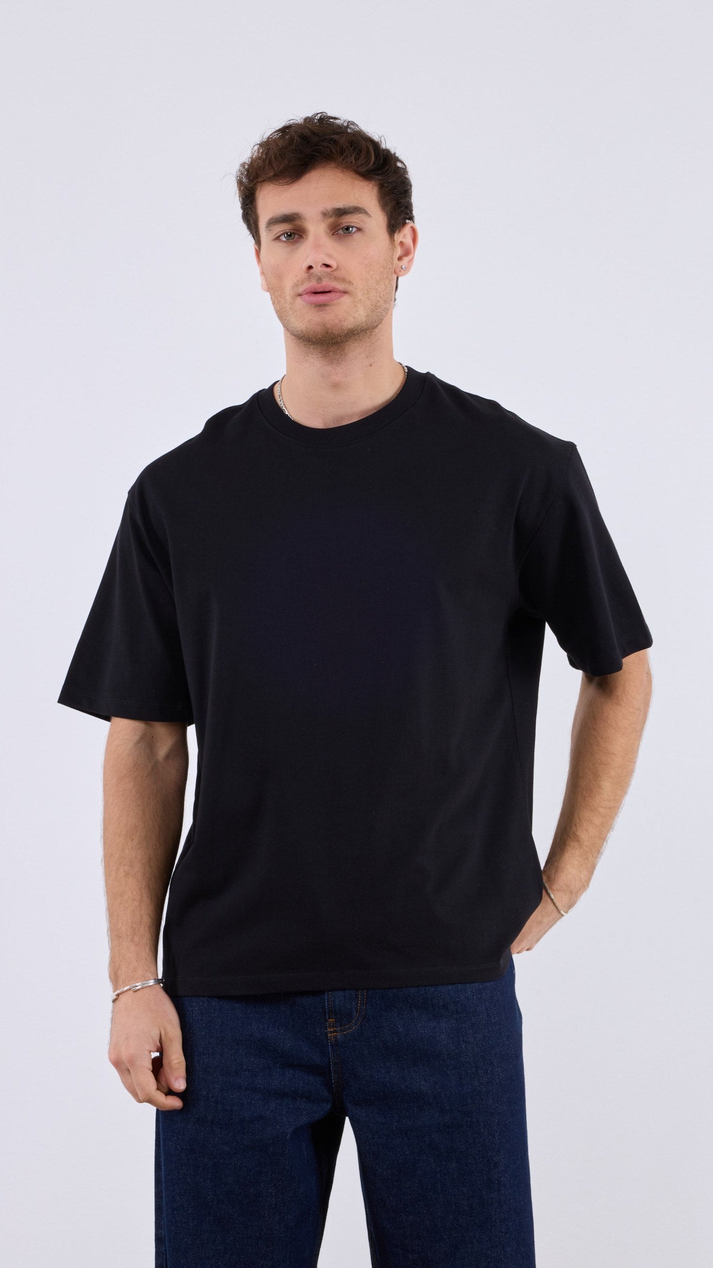 Oversize Basic Siyah Tshirt 9348
