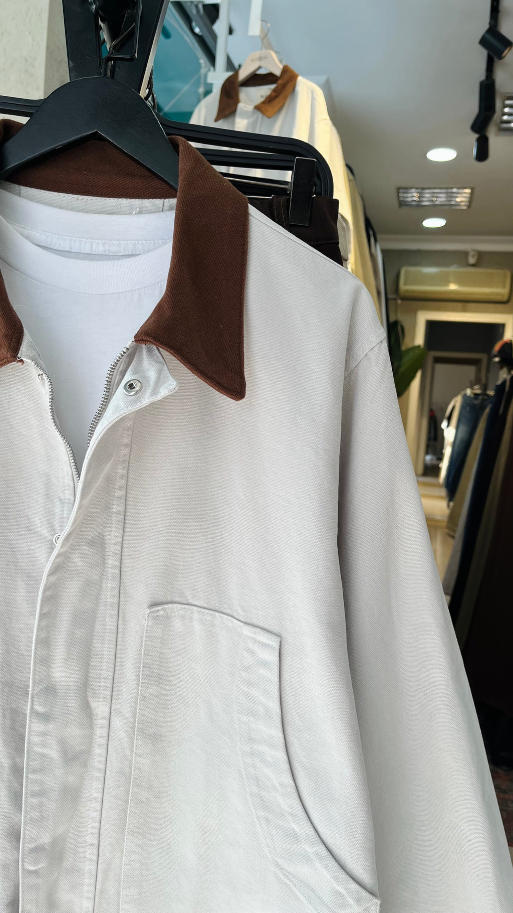 Gri Yakası Kahverengi Gabardin Ceket 2039