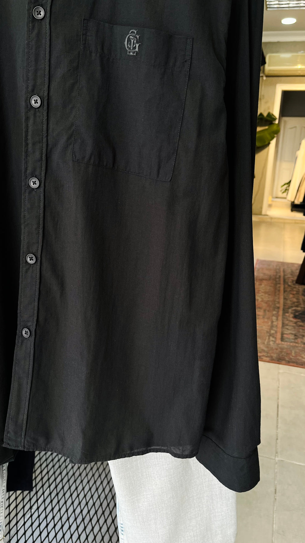 Oversize Siyah Uzun Kollu Gömlek 5466
