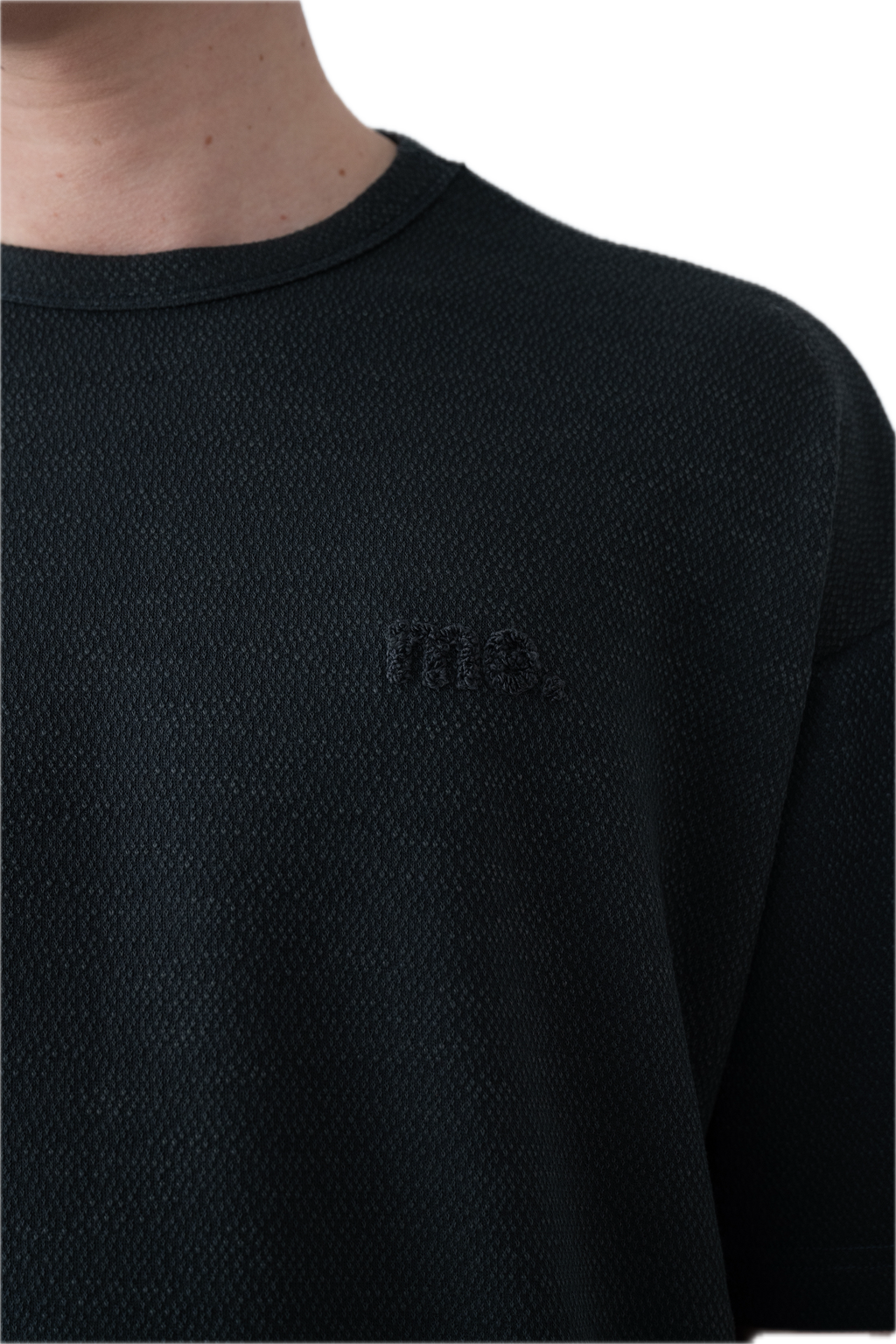 Oversize Siyah Nakış Detaylı Tshirt 9464