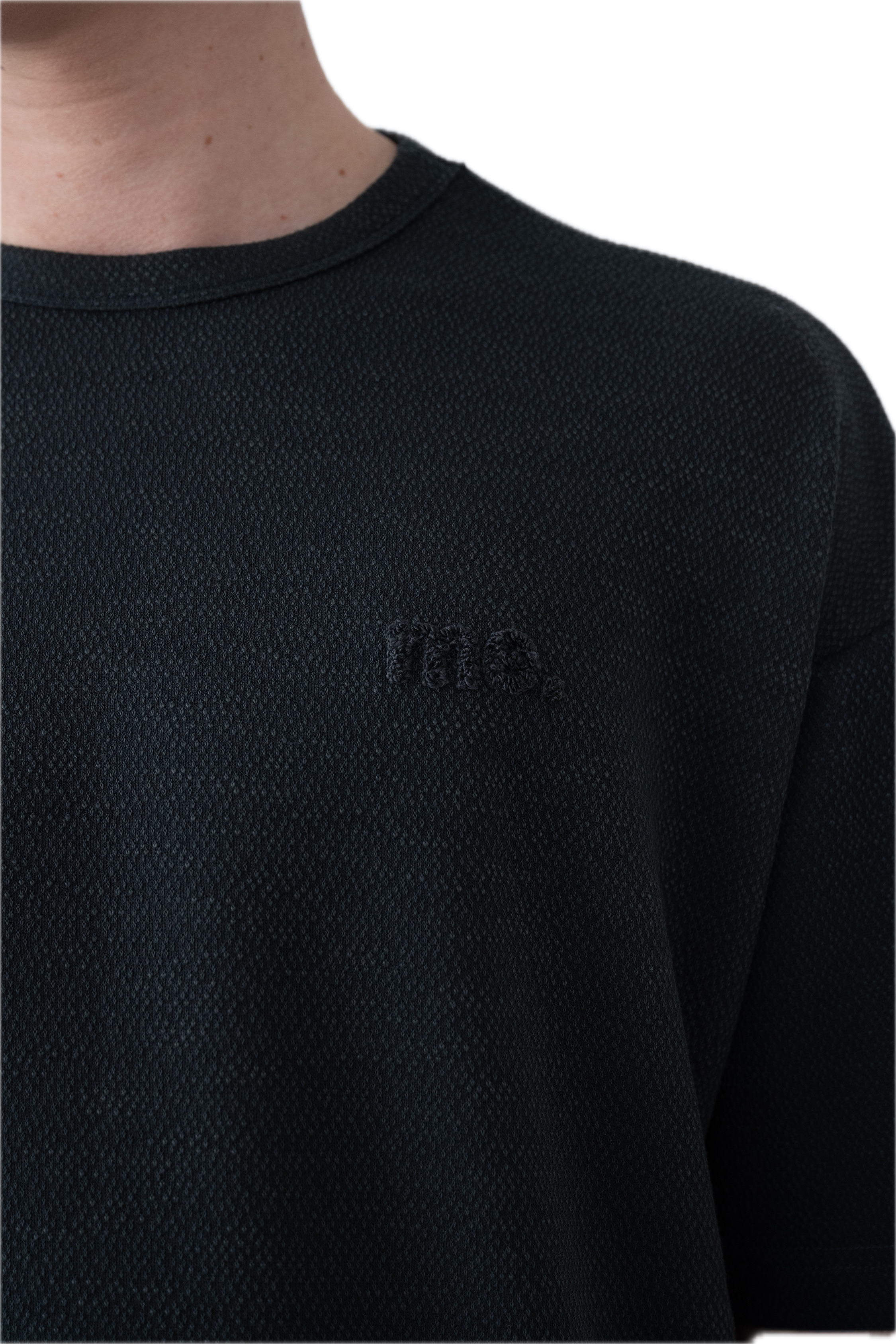 Oversize Siyah Nakış Detaylı Tshirt 9464