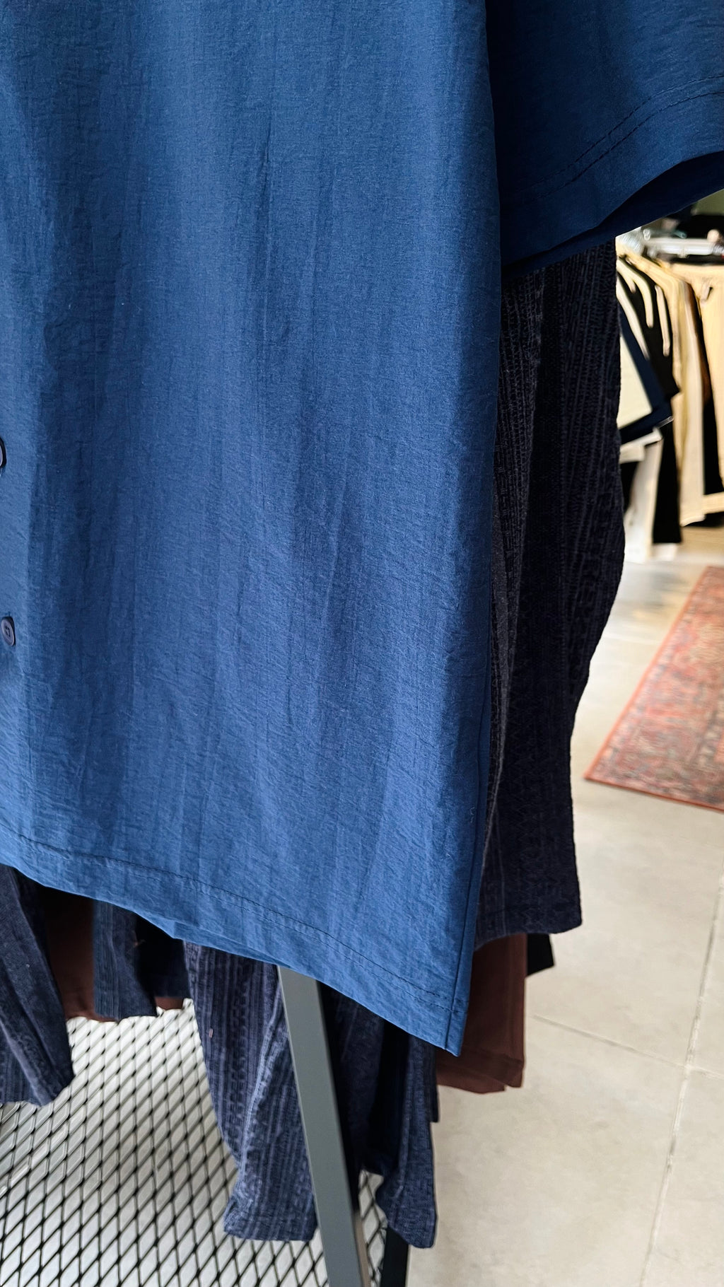 Oversize Lacivert Apaş Yaka Kısa Kollu Gömlek - Lacivert 5369