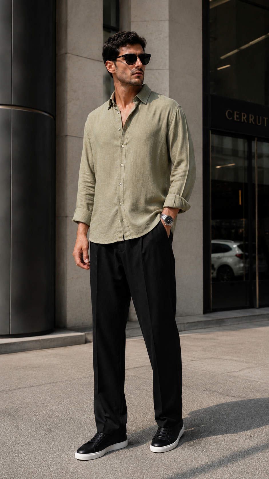 Oversize Haki Uzun Kollu Gömlek 5453