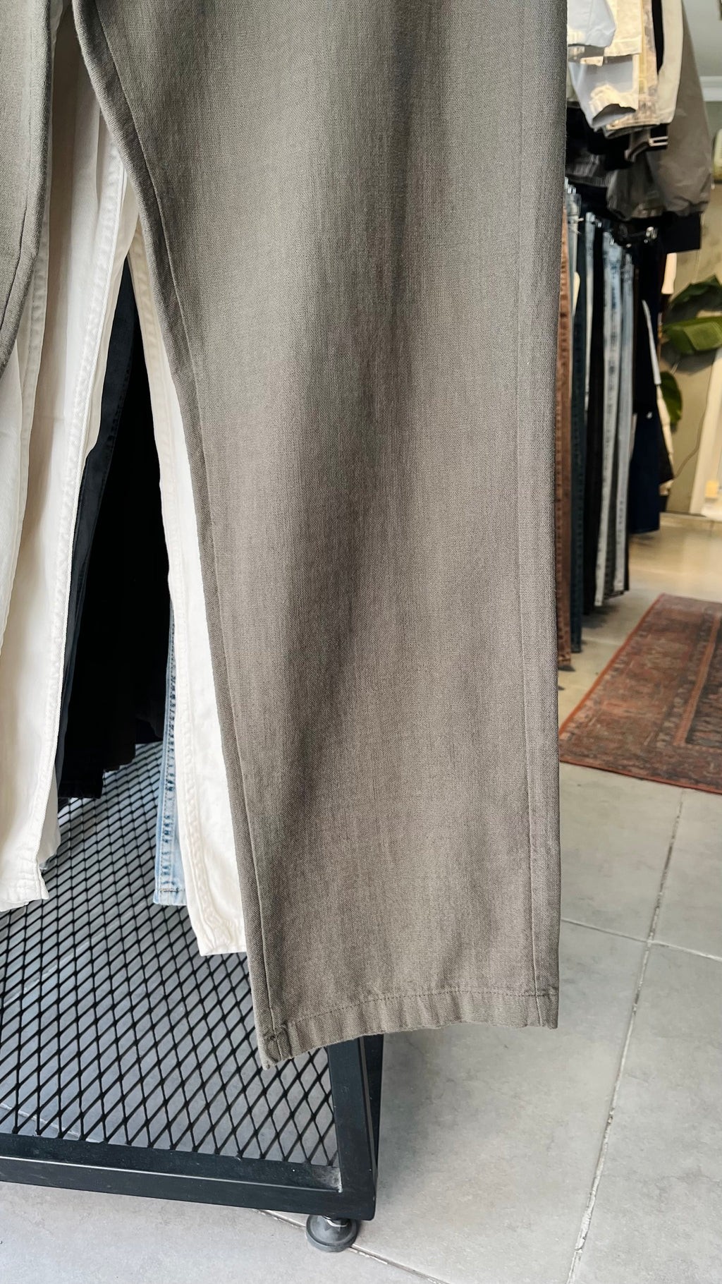 Erkek Baggy Keten Pantolon – Haki 6135