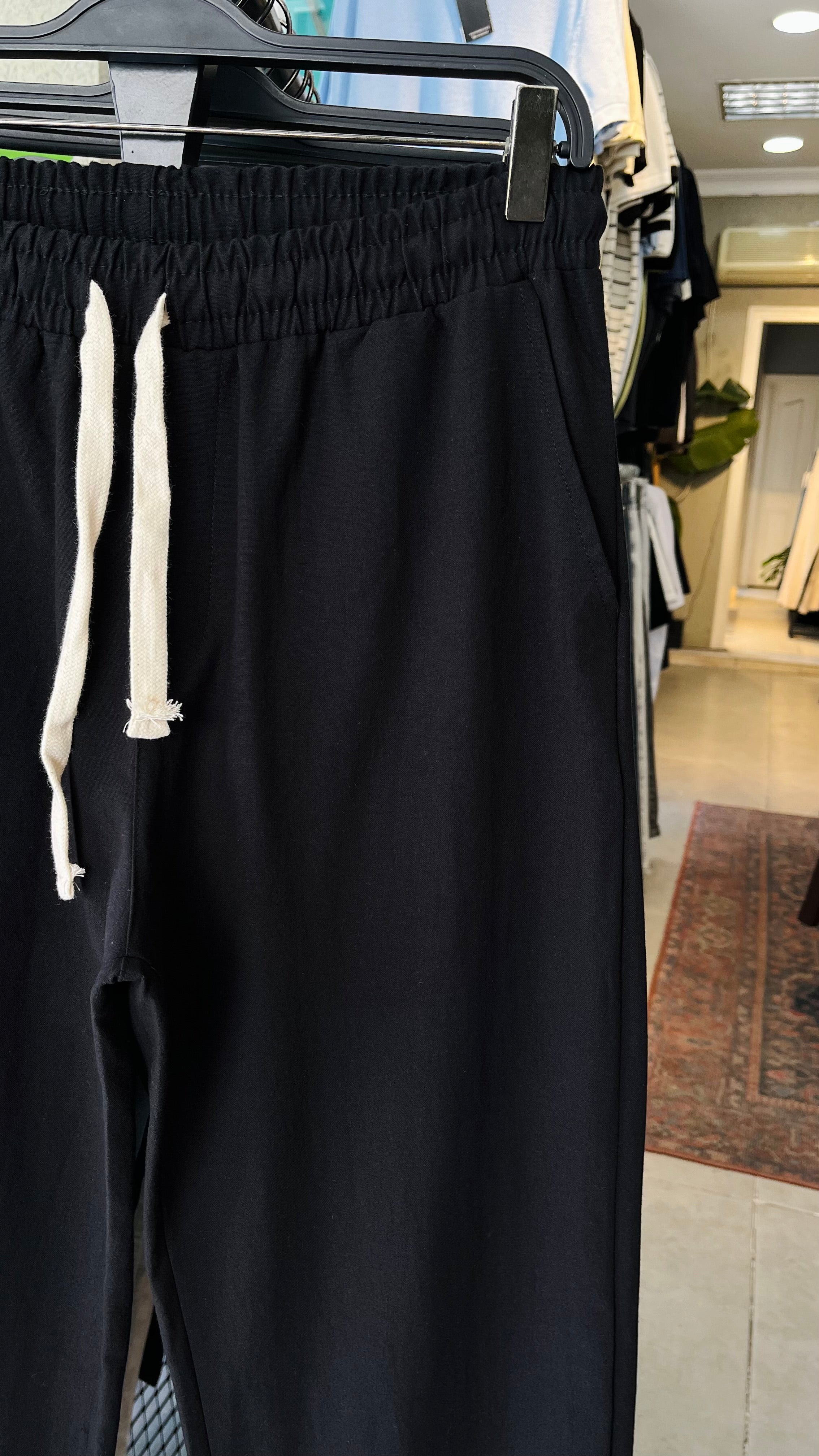 Baggy Siyah Keten Pantolon 6183