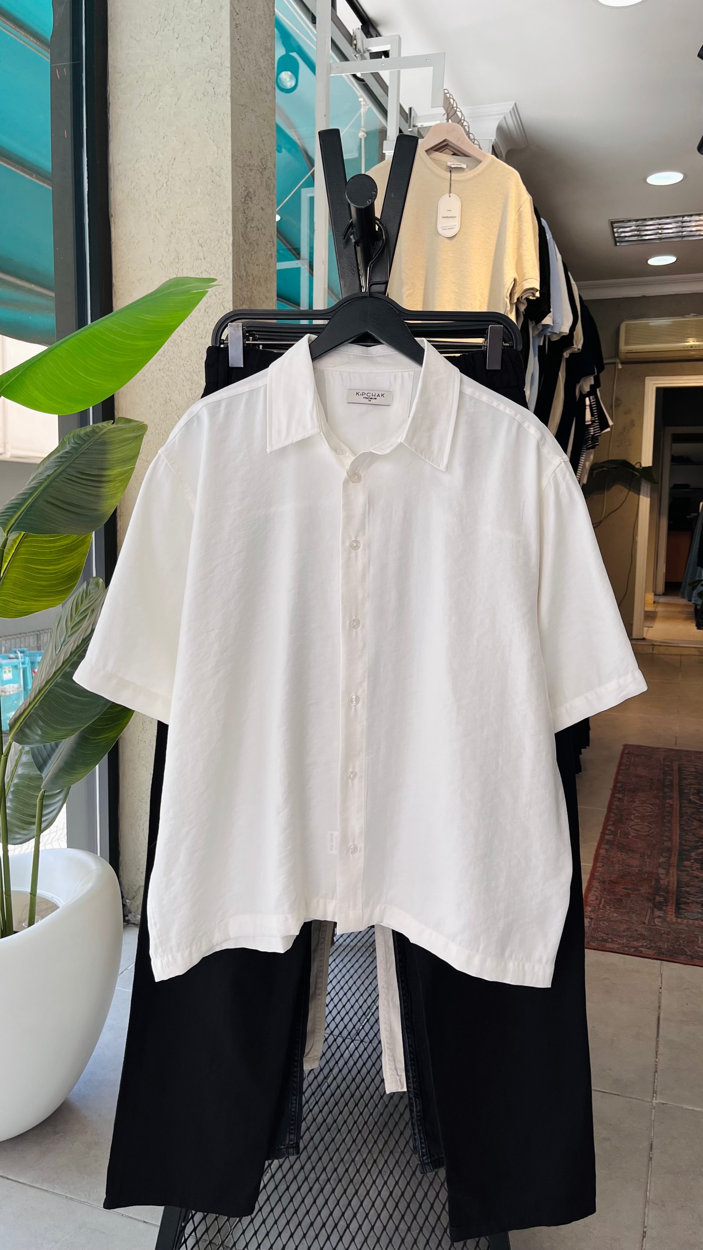 Oversize Beyaz Modal Kumaş Gömlek 5498