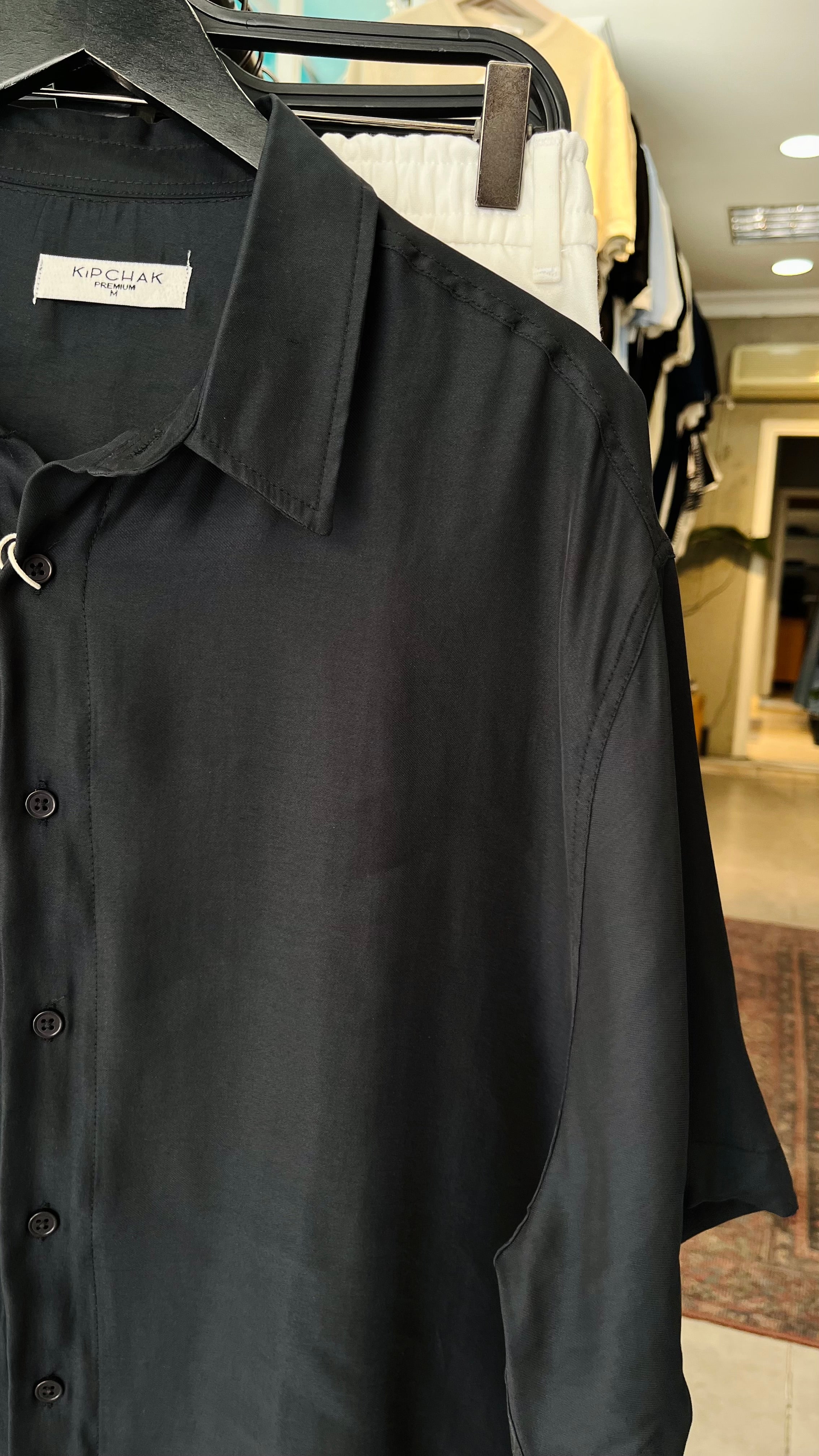 Oversize Siyah Modal Kumaş Gömlek 5499
