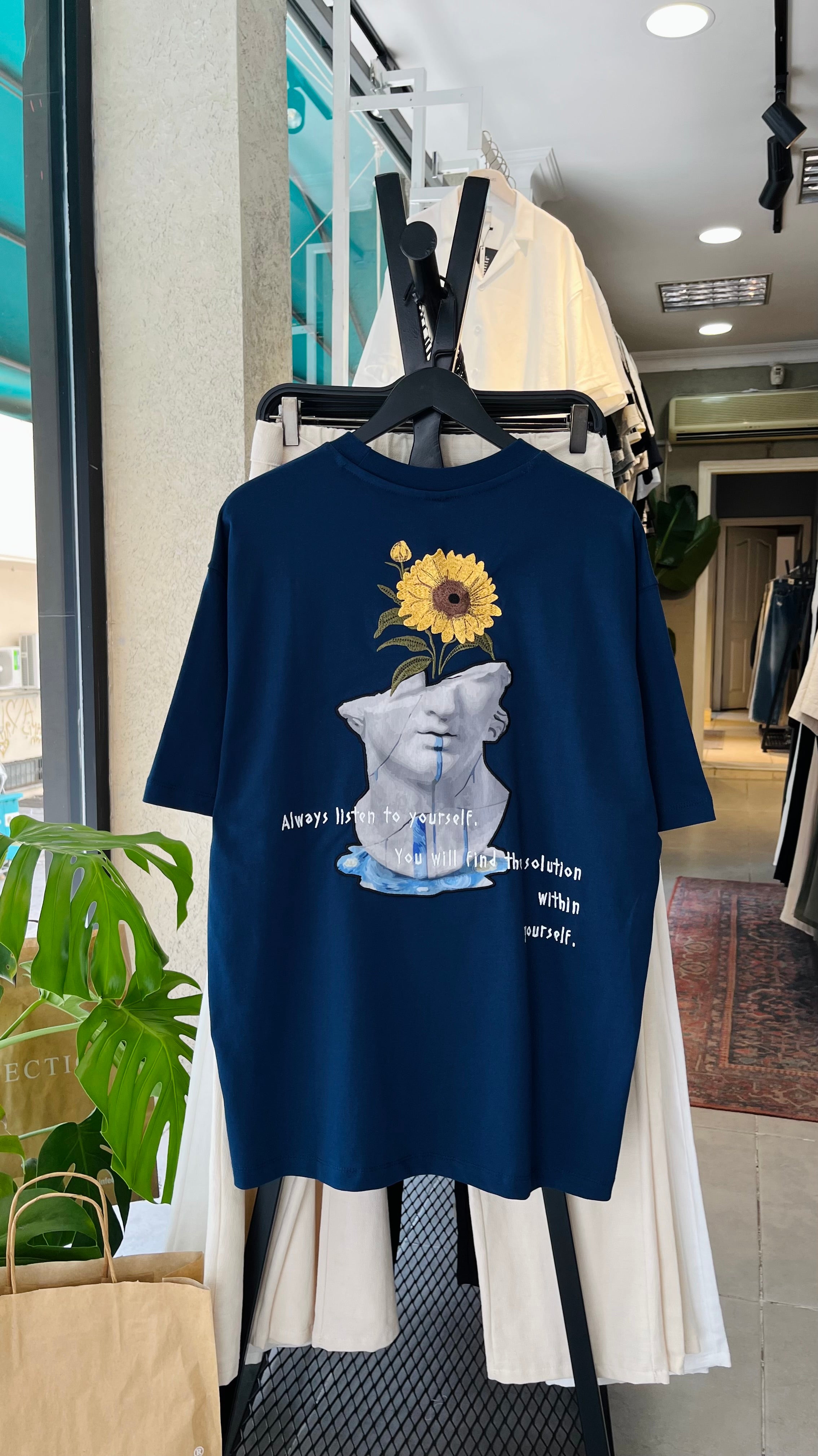 Oversize Lacivert Yourself Sırt Nakışlı Tshirt – Lacivert 9319