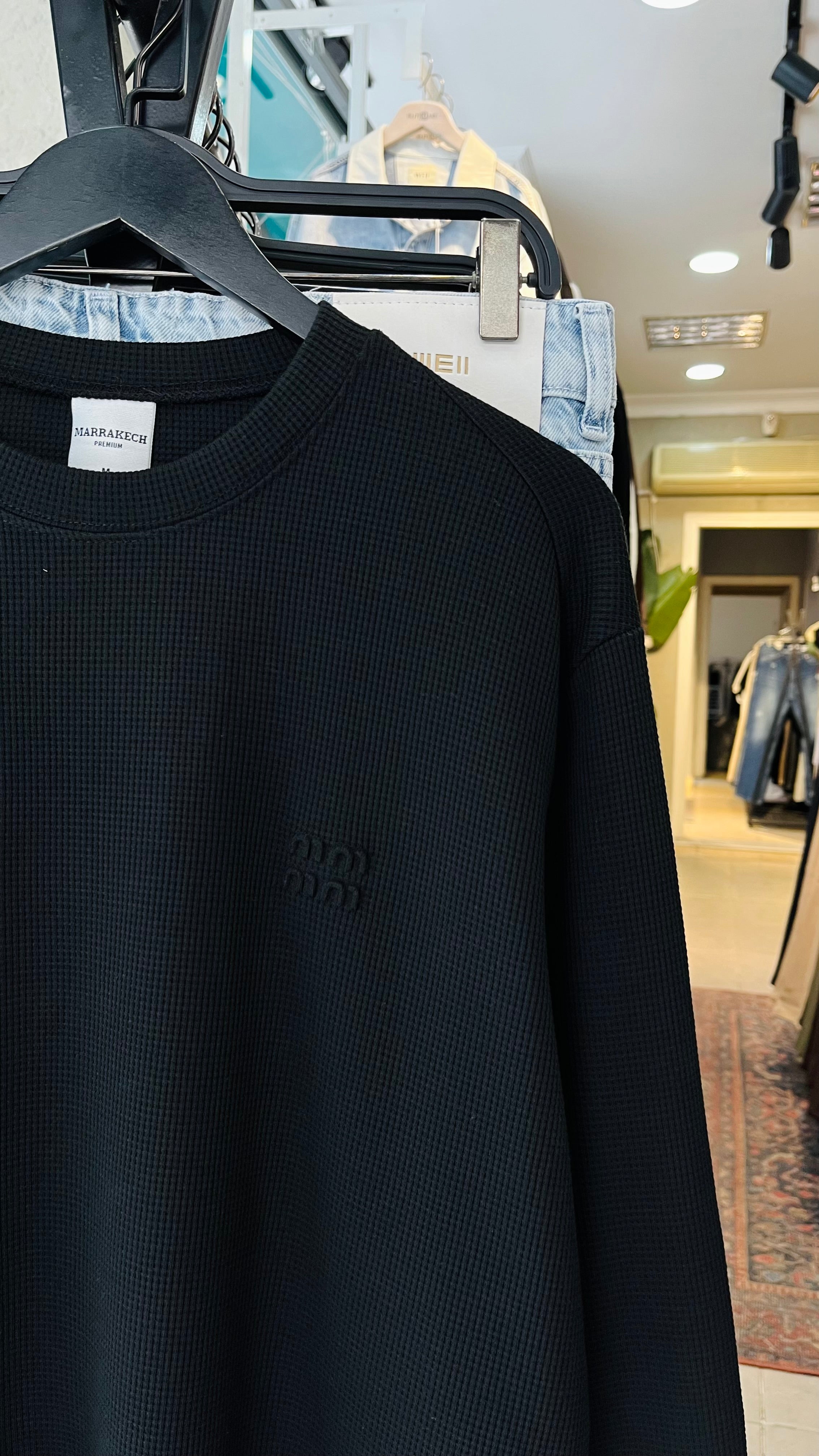 Oversize İnce Siyah Sweatshirt 7026
