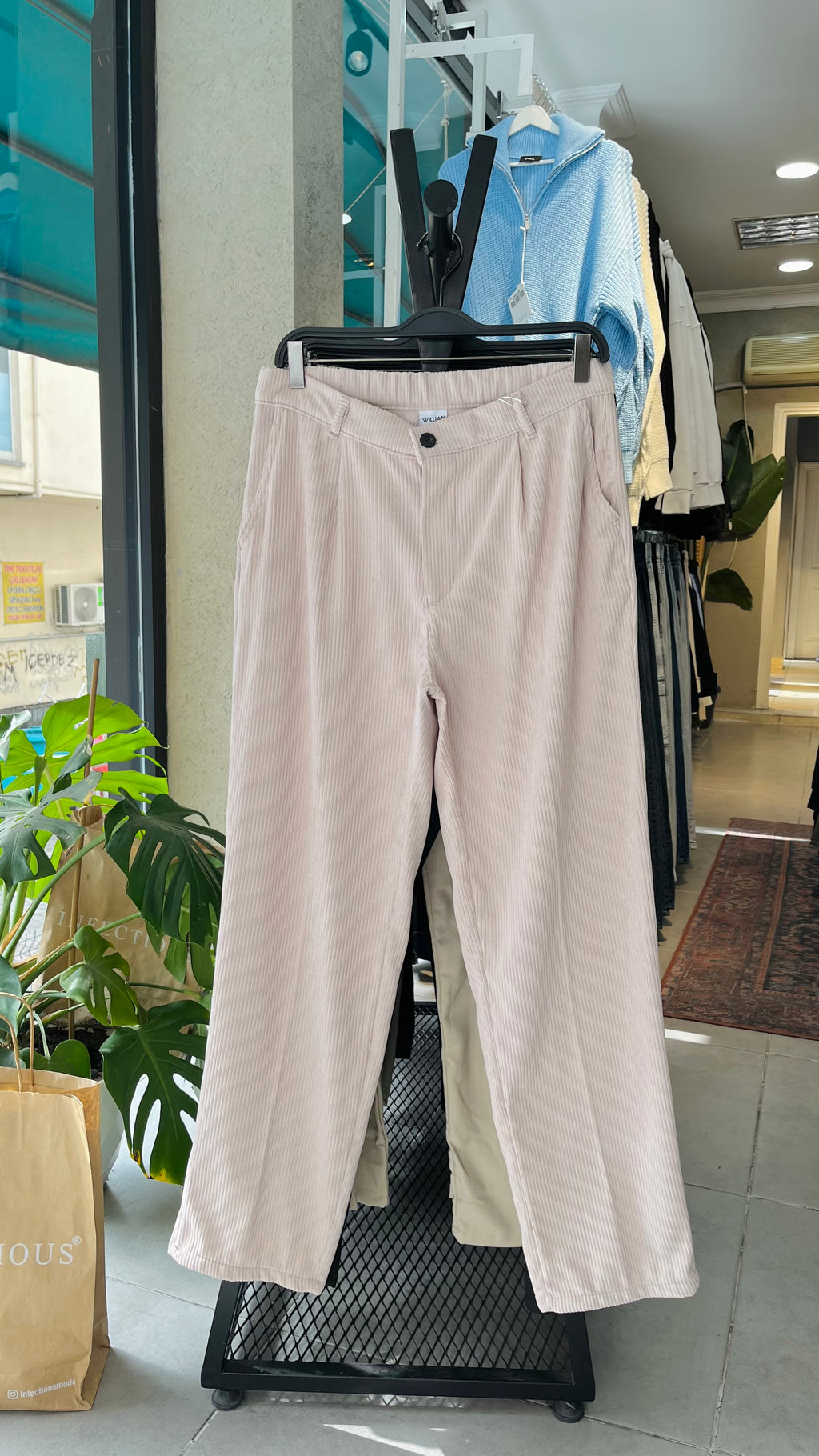 Baggy Bej Kadife Pantolon 6161