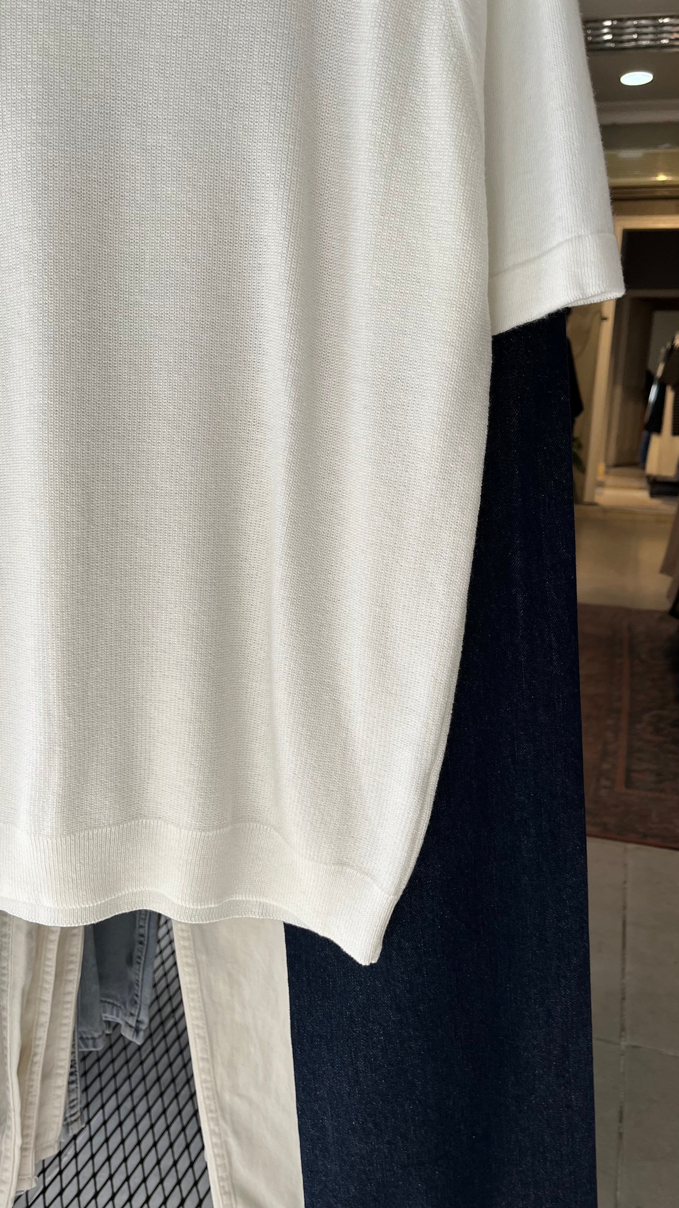 Regular Triko Reglan Kollu Beyaz Tshirt 9348