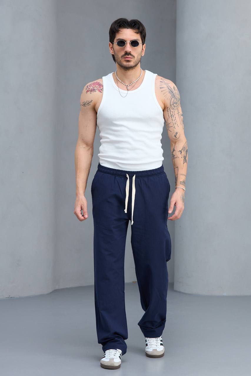 Baggy Lacivert Keten Pantolon 6185
