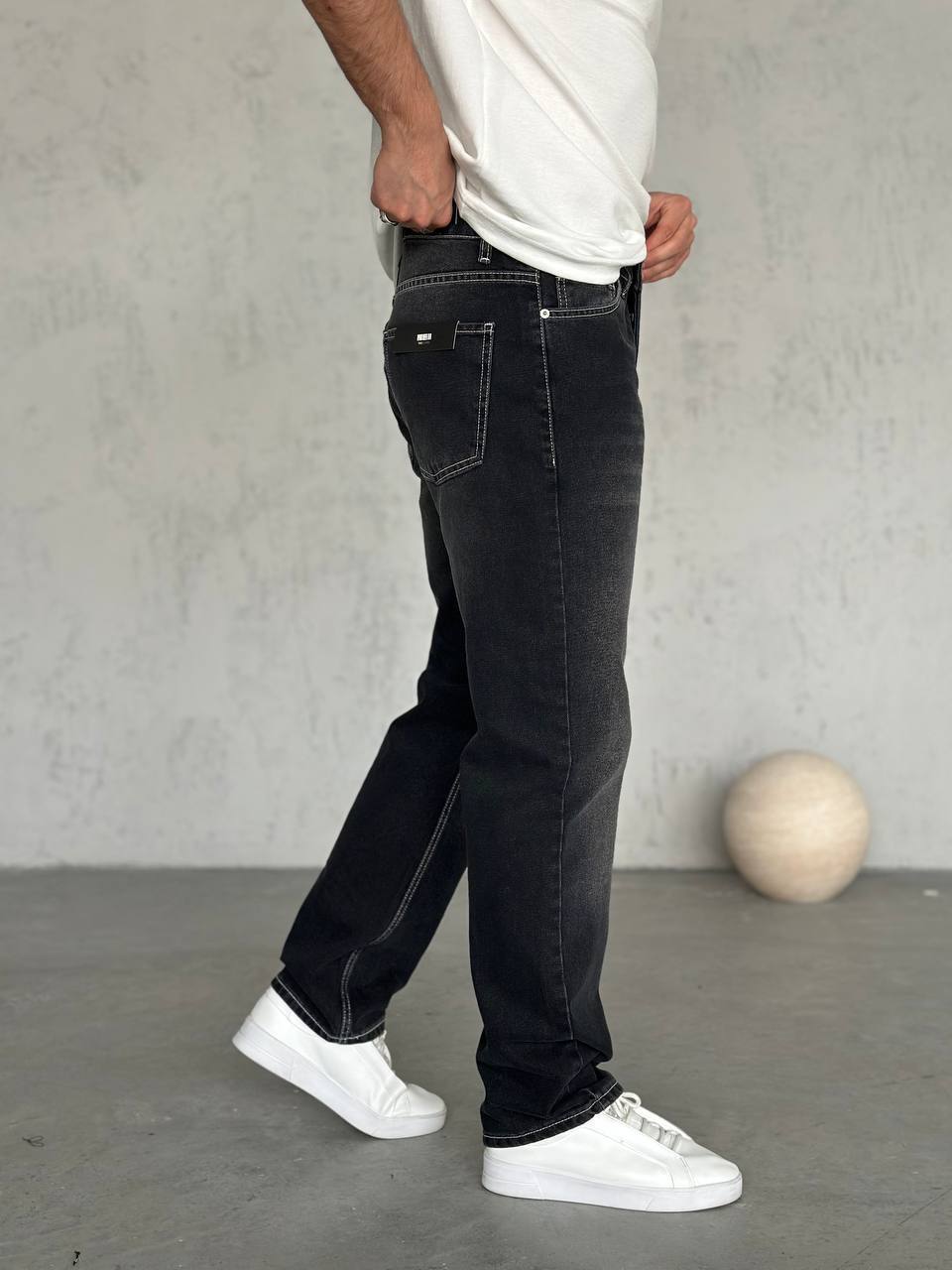 Baggy Siyah Yıkamalı Jean 3328